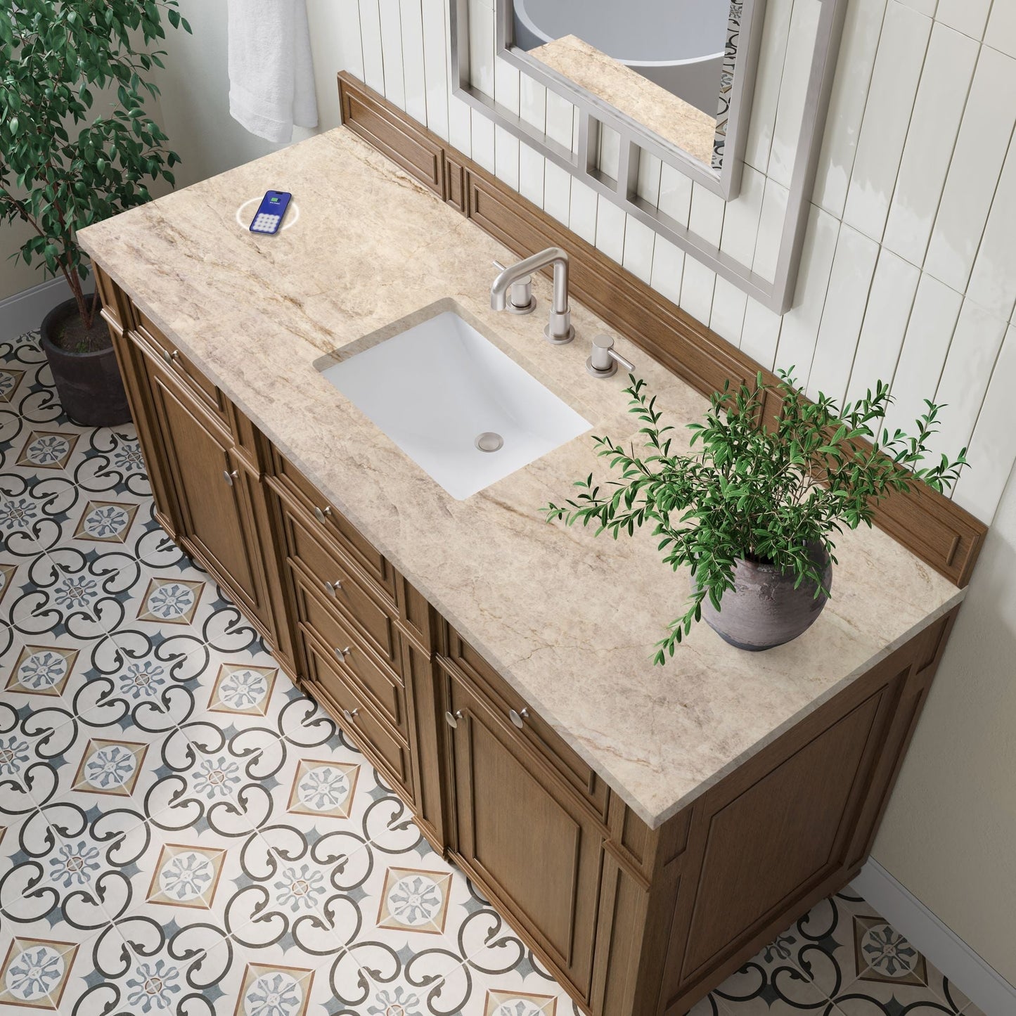 
                  
                    Bristol 60" Single Vanity in Saddle Brown Double bathroom Vanity James Martin Vanities FreePower-Enabled Tajnar Eclos 
                  
                