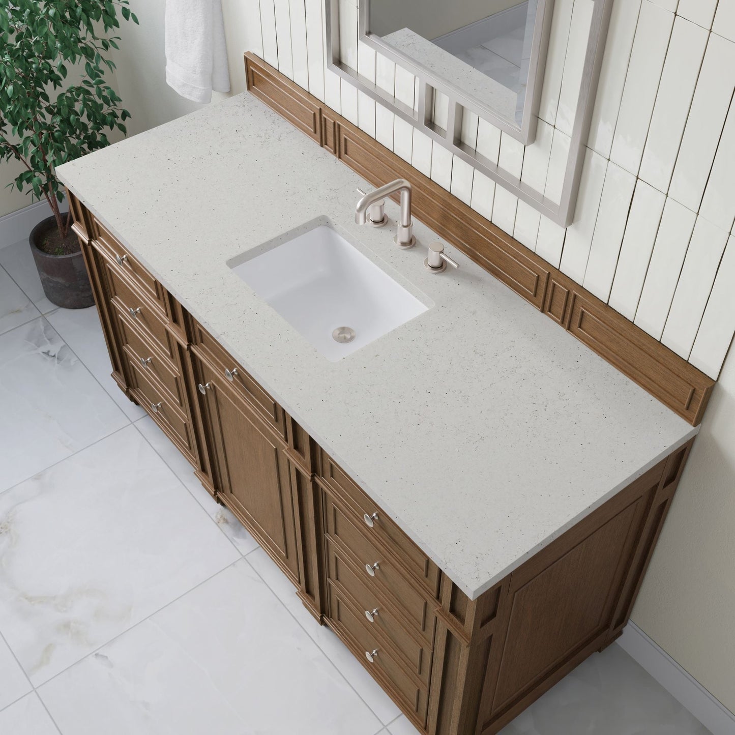 
                  
                    Bristol 60" Single Vanity in Saddle Brown Double bathroom Vanity James Martin Vanities Lime Delight Silestone 
                  
                