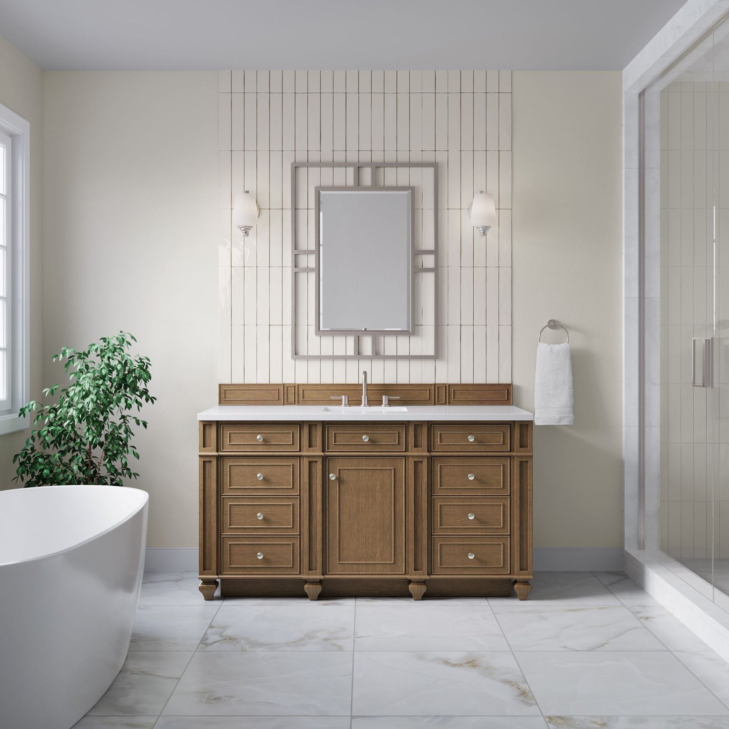 Bristol 60" Single Vanity in Saddle Brown Double bathroom Vanity James Martin Vanities Select a Top 