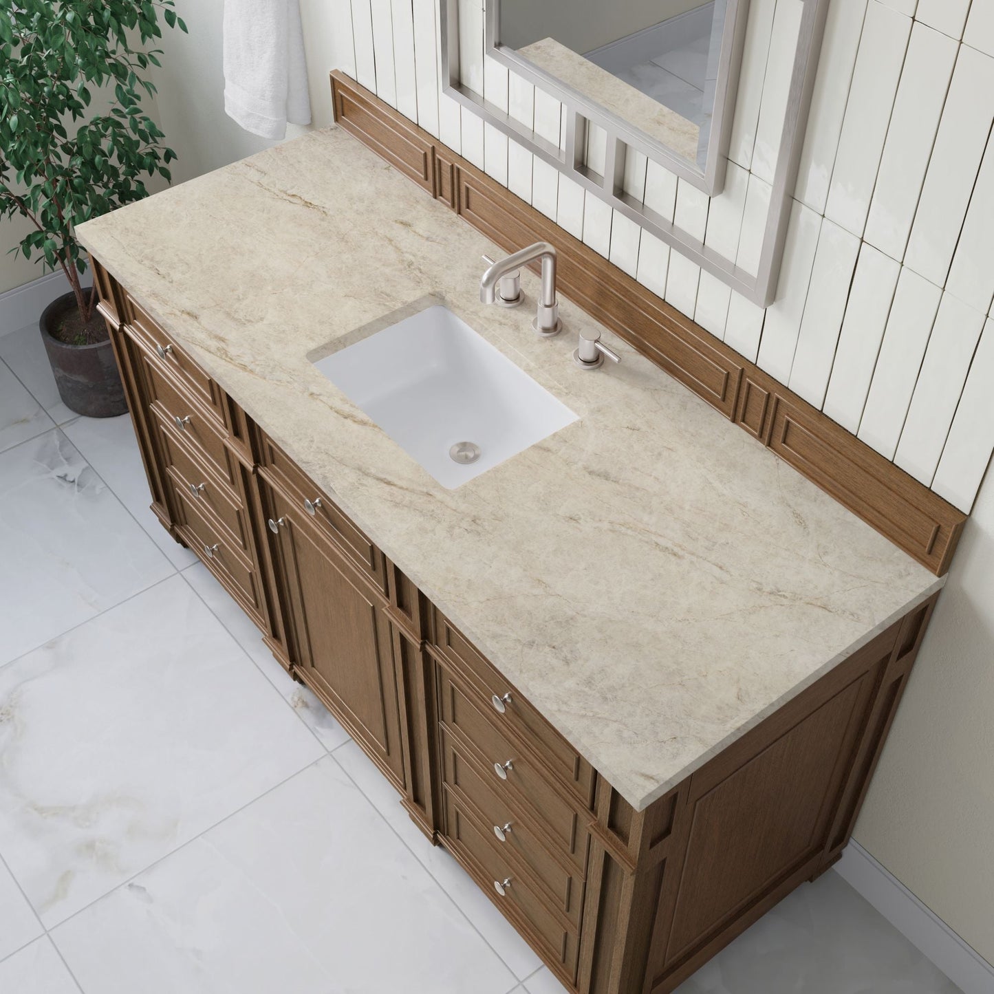 
                  
                    Bristol 60" Single Vanity in Saddle Brown Double bathroom Vanity James Martin Vanities Tajnar Eclos 
                  
                