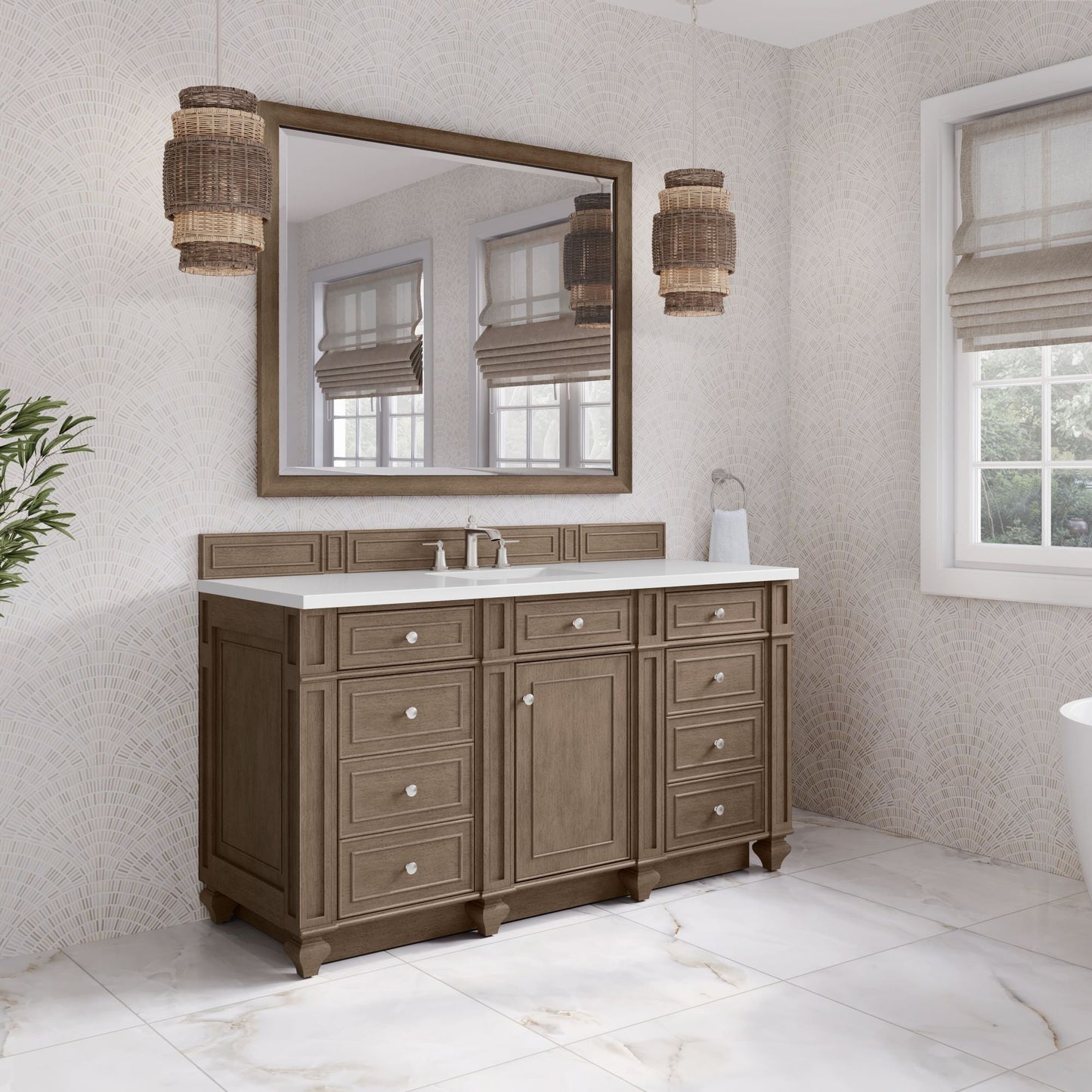 
                  
                    Bristol 60" Single Vanity in Whitewashed Walnut Double bathroom Vanity James Martin Vanities 
                  
                