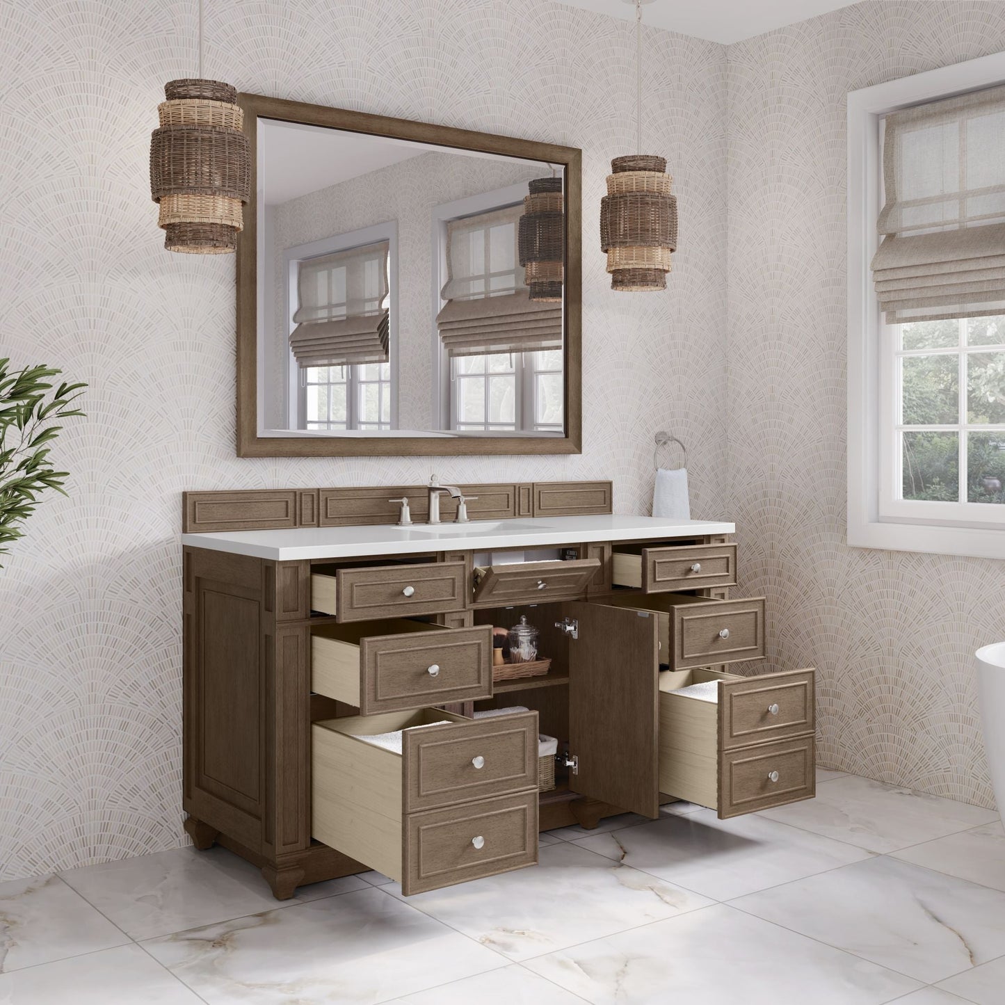 
                  
                    Bristol 60" Single Vanity in Whitewashed Walnut Double bathroom Vanity James Martin Vanities 
                  
                