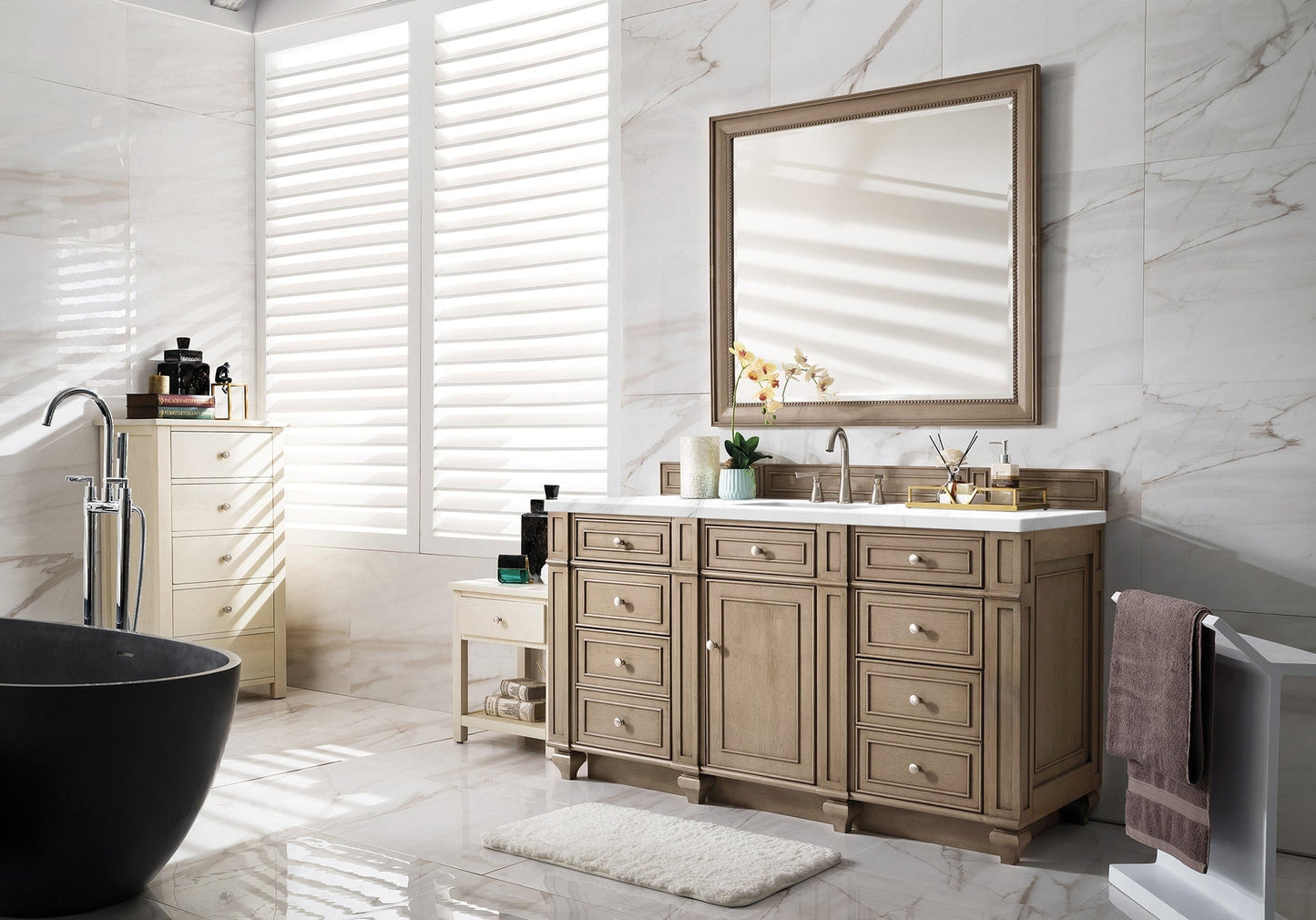 
                  
                    Bristol 60" Single Vanity in Whitewashed Walnut Double bathroom Vanity James Martin Vanities 
                  
                