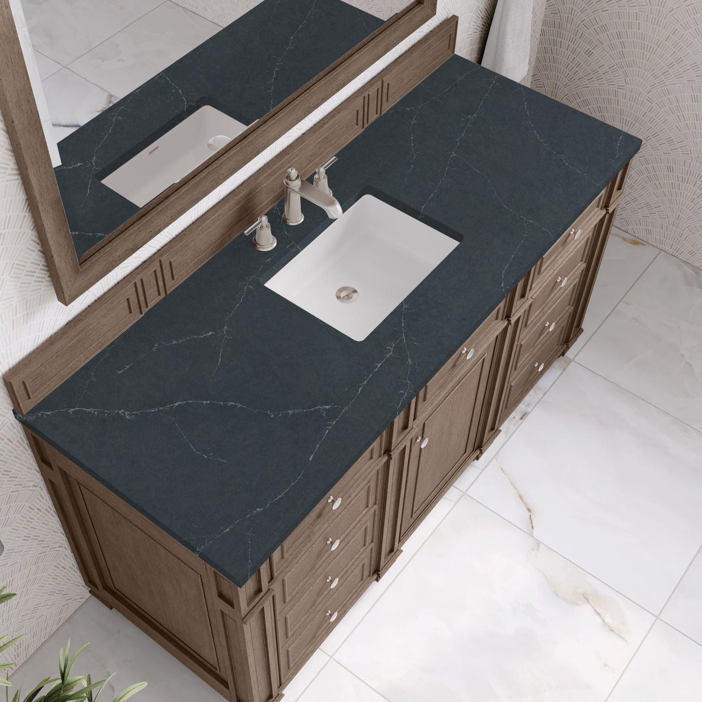 
                  
                    Bristol 60" Single Vanity in Whitewashed Walnut Double bathroom Vanity James Martin Vanities Charcoal Soapstone Silestone 
                  
                