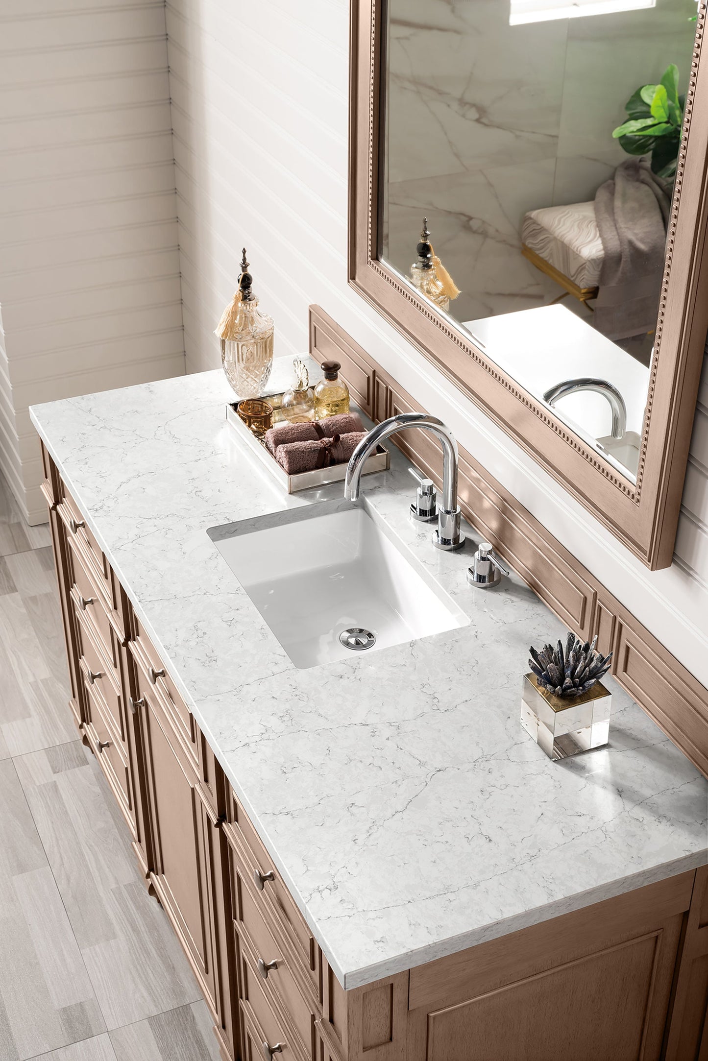 
                  
                    Bristol 60" Single Vanity in Whitewashed Walnut Double bathroom Vanity James Martin Vanities Eternal Jasmine Pearl Silestone 
                  
                