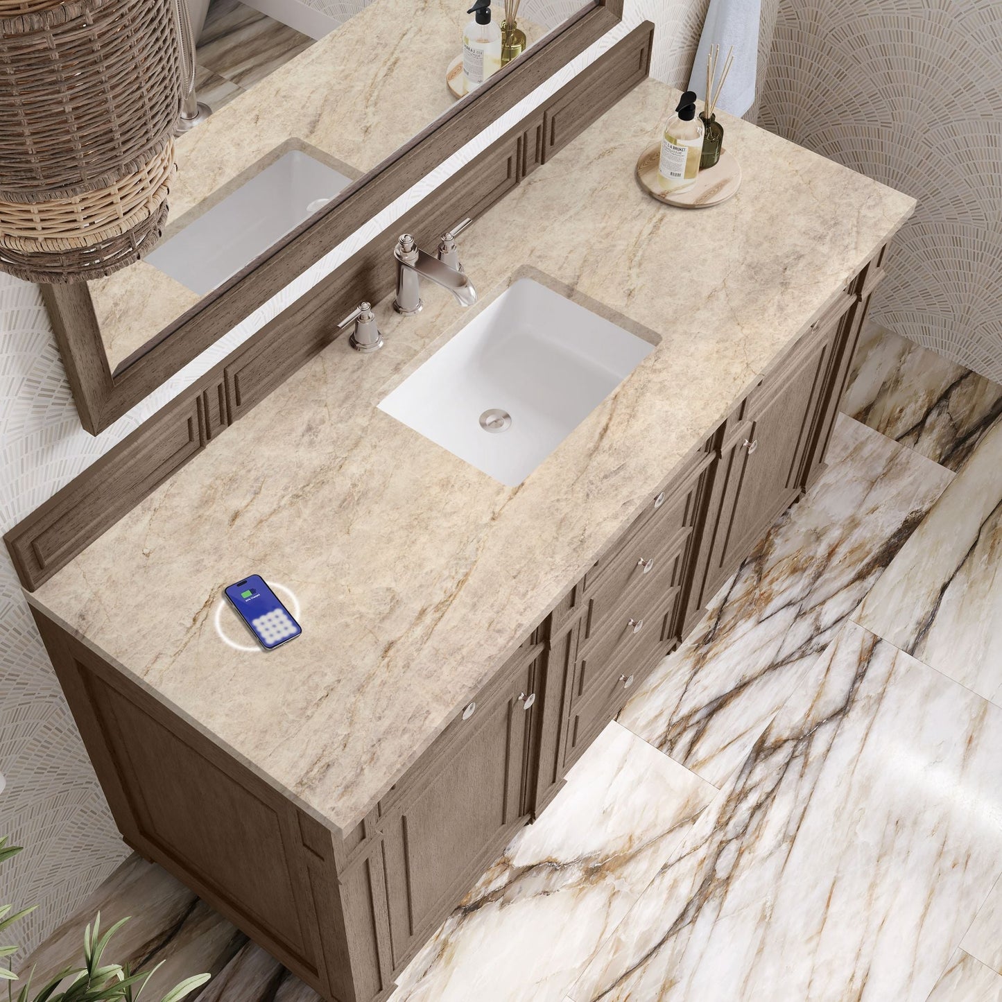 
                  
                    Bristol 60" Single Vanity in Whitewashed Walnut Double bathroom Vanity James Martin Vanities FreePower-Enabled Tajnar Eclos 
                  
                