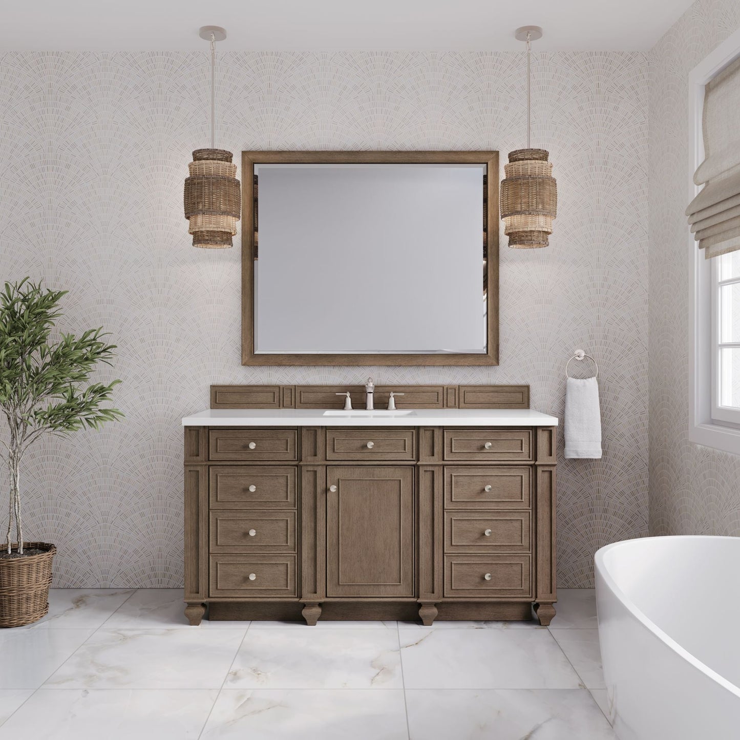 Bristol 60" Single Vanity in Whitewashed Walnut Double bathroom Vanity James Martin Vanities Select Your Top 