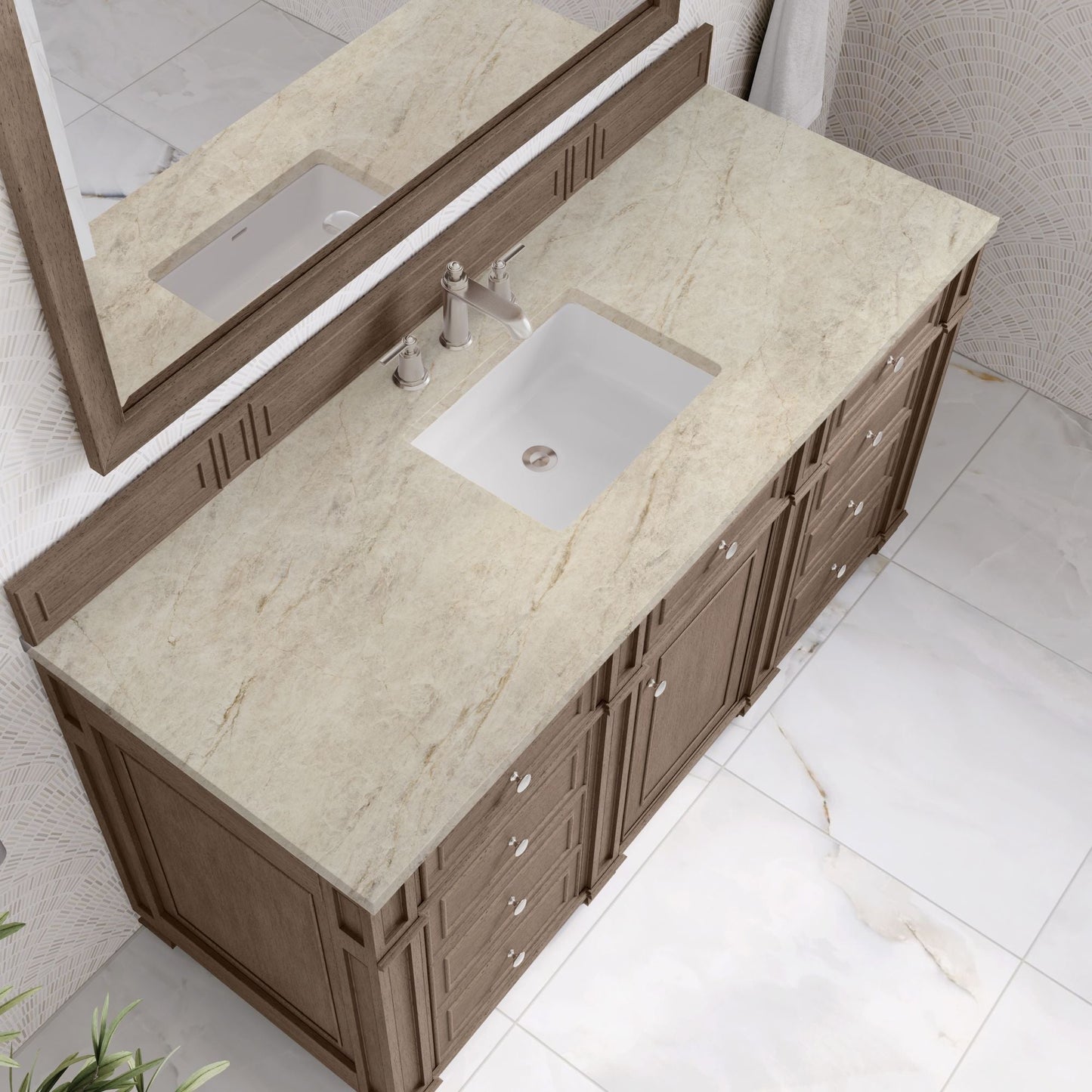 
                  
                    Bristol 60" Single Vanity in Whitewashed Walnut Double bathroom Vanity James Martin Vanities Tajnar Eclos 
                  
                