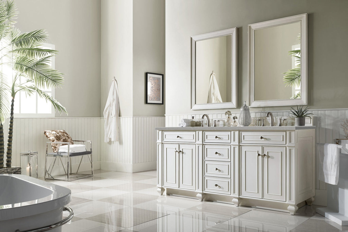 
                  
                    Bristol 72" Double Vanity in Bright White Double bathroom Vanity James Martin Vanities 
                  
                