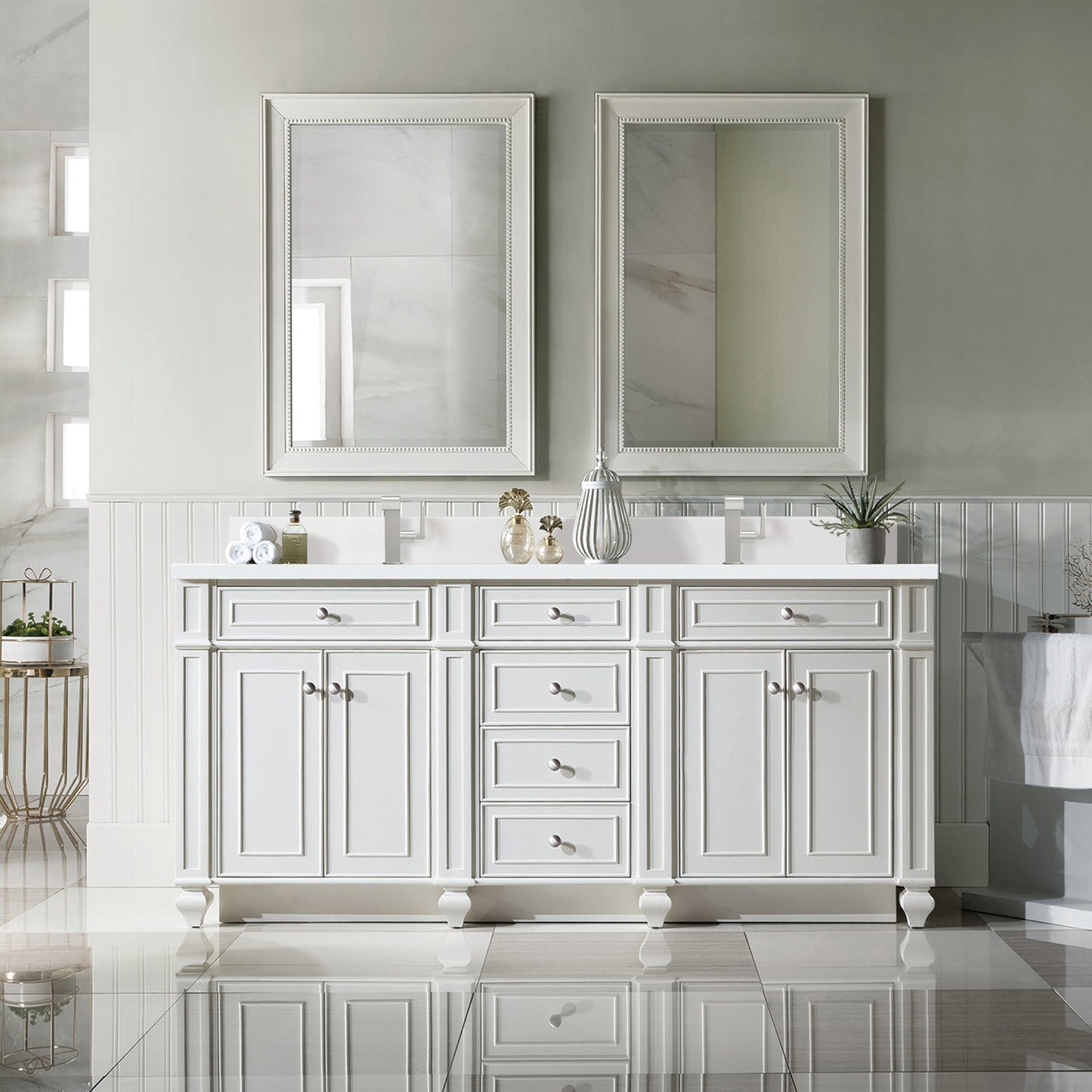 
                  
                    Bristol 72" Double Vanity in Bright White Double bathroom Vanity James Martin Vanities 
                  
                