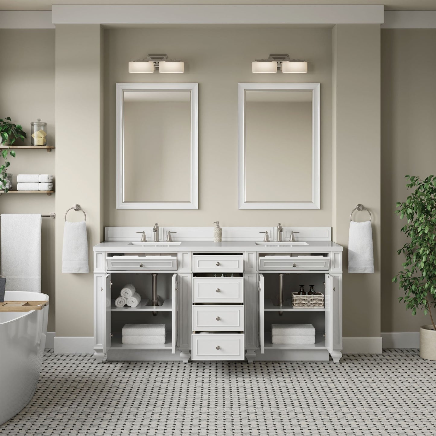 
                  
                    Bristol 72" Double Vanity in Bright White Double bathroom Vanity James Martin Vanities 
                  
                