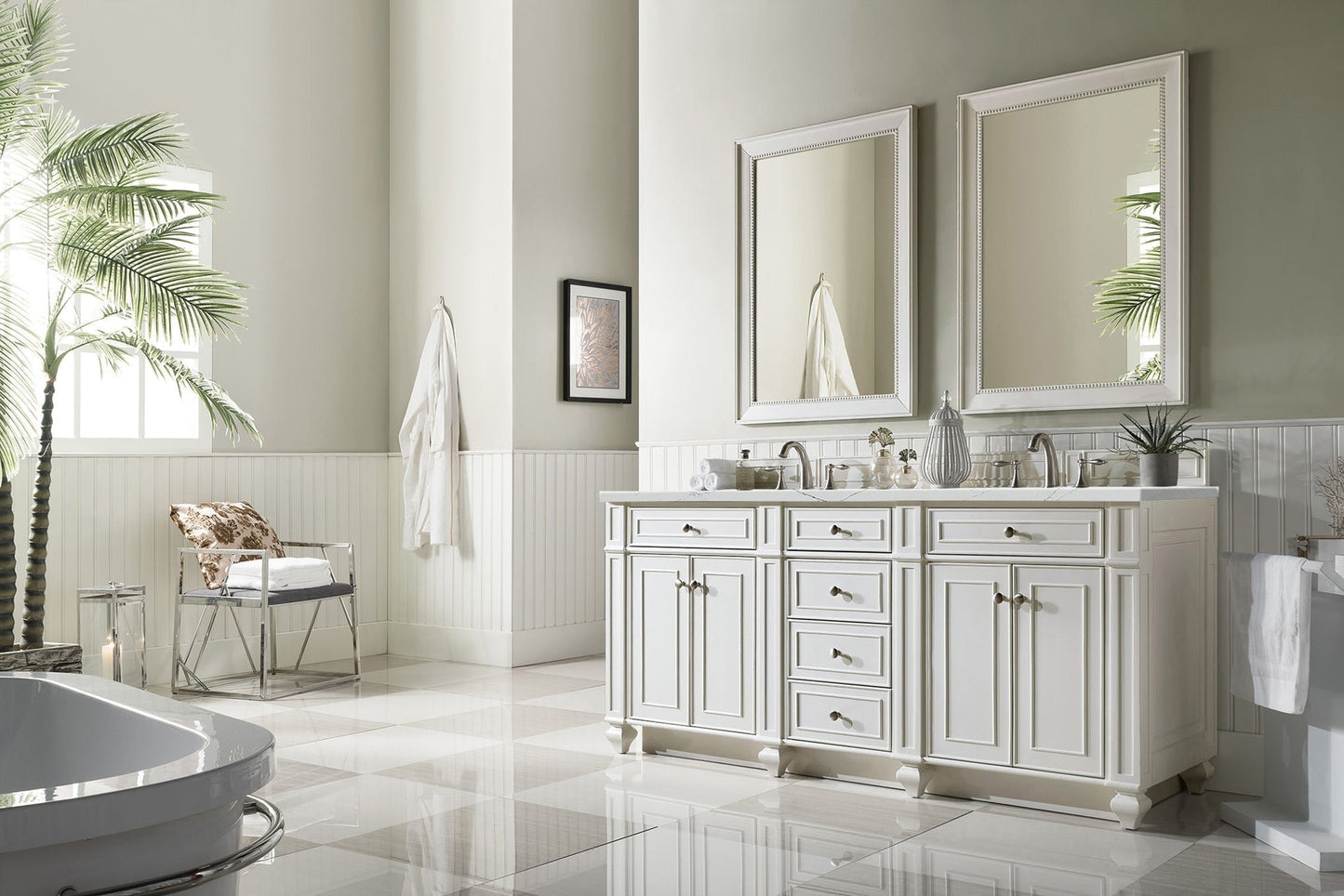 
                  
                    Bristol 72" Double Vanity in Bright White Double bathroom Vanity James Martin Vanities 
                  
                