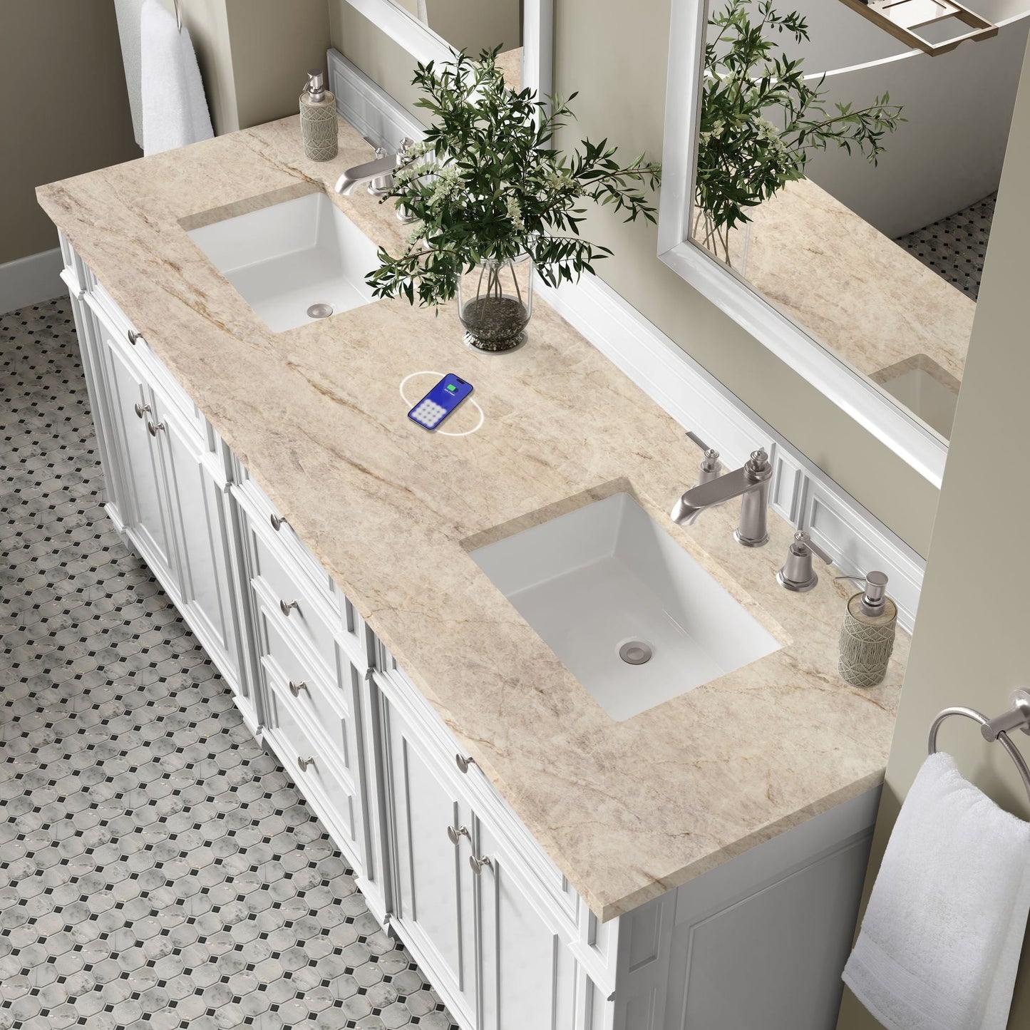 
                  
                    Bristol 72" Double Vanity in Bright White Double bathroom Vanity James Martin Vanities FreePower-Enabled Tajnar Eclos 
                  
                