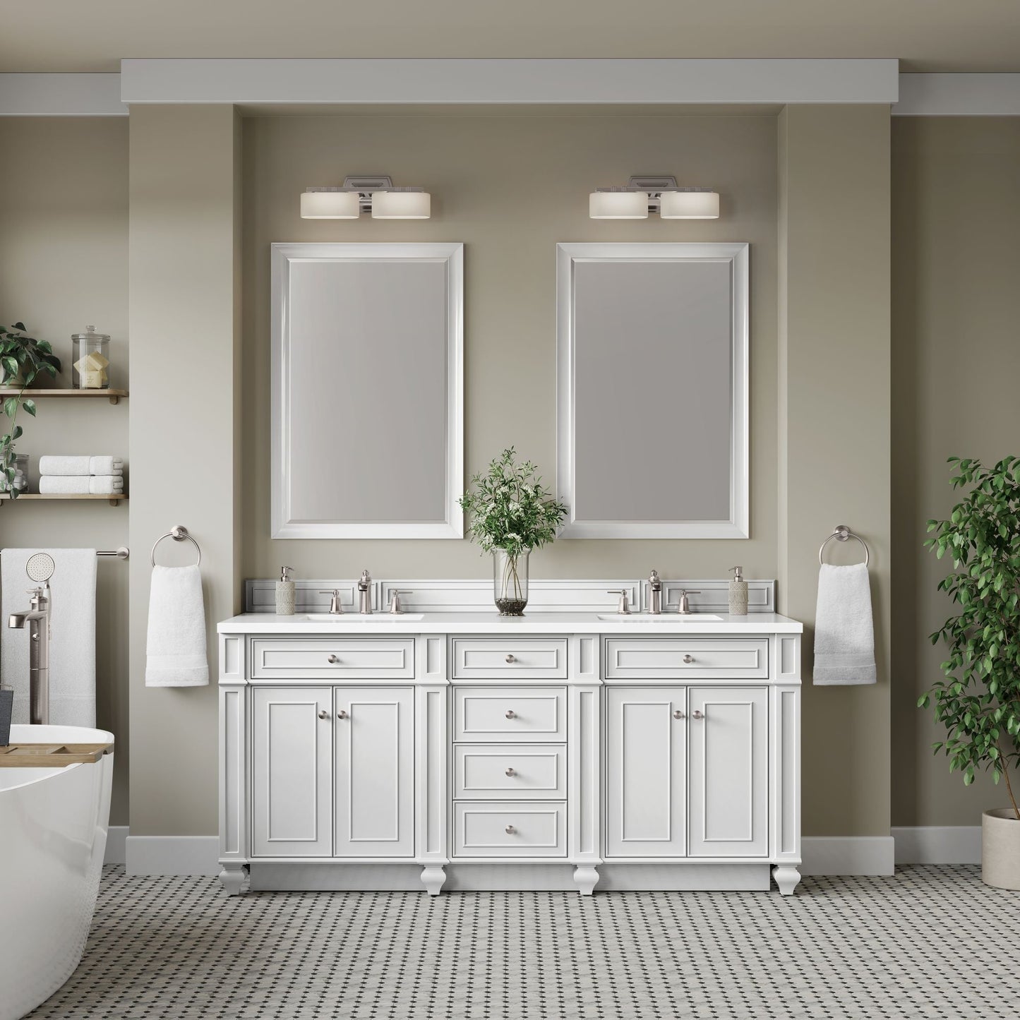 Bristol 72" Double Vanity in Bright White Double bathroom Vanity James Martin Vanities Select Your Top 