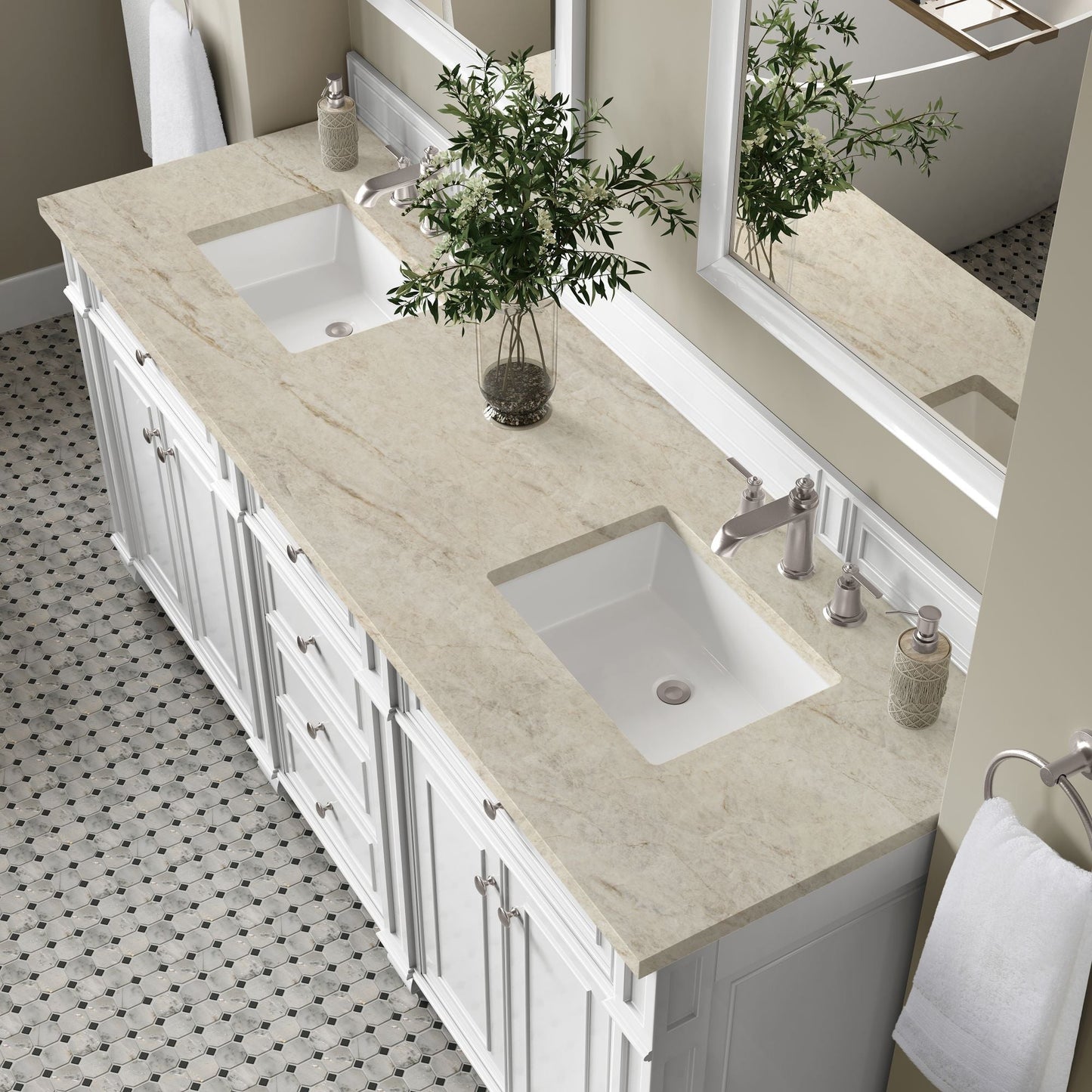 
                  
                    Bristol 72" Double Vanity in Bright White Double bathroom Vanity James Martin Vanities Tajnar Eclos 
                  
                