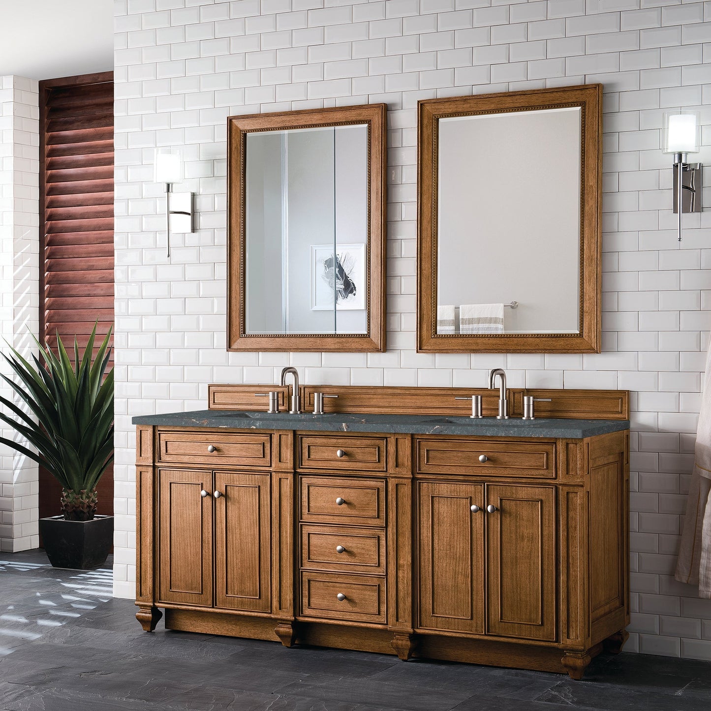 
                  
                    Bristol 72" Double Vanity in Saddle Brown Double bathroom Vanity James Martin Vanities 
                  
                