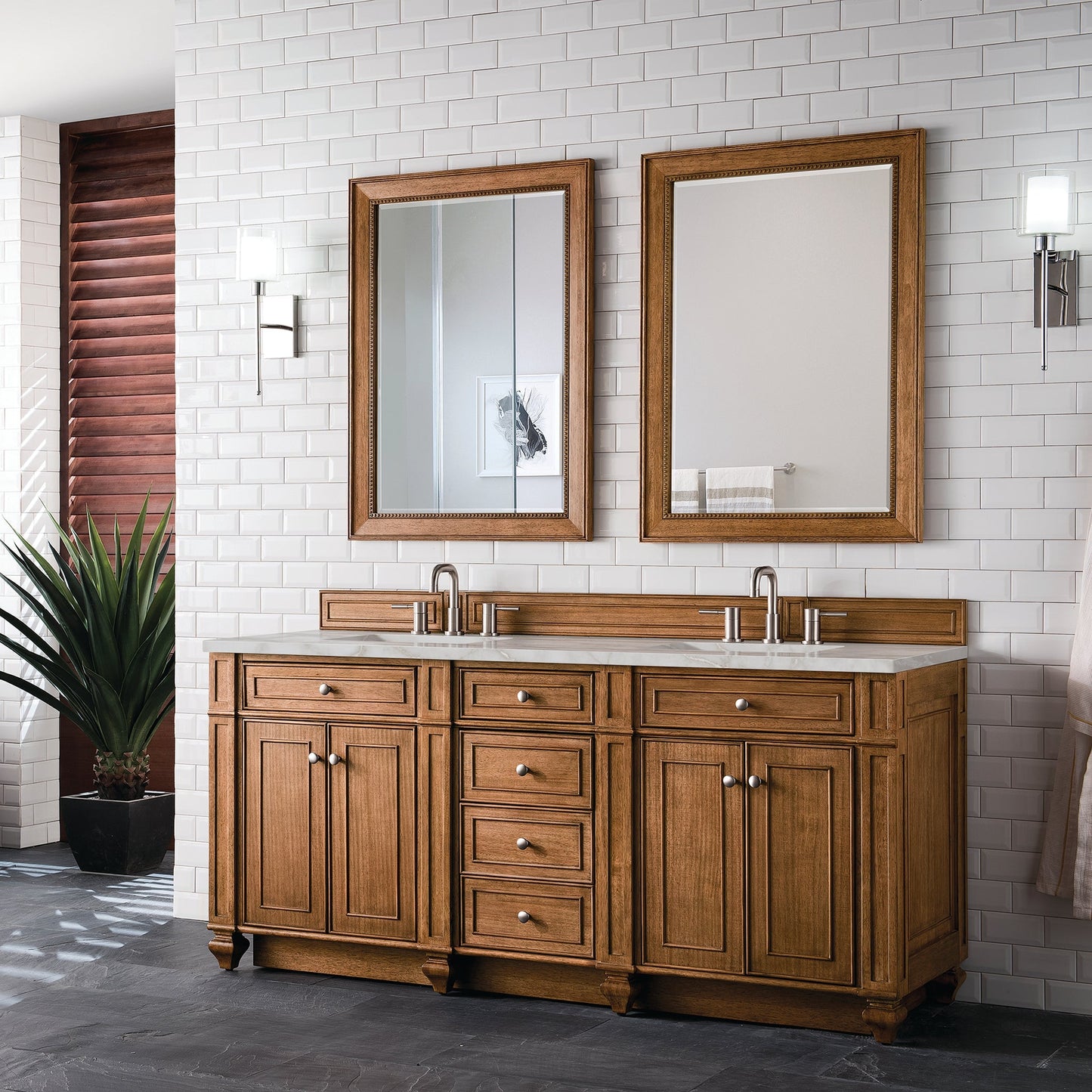 
                  
                    Bristol 72" Double Vanity in Saddle Brown Double bathroom Vanity James Martin Vanities 
                  
                