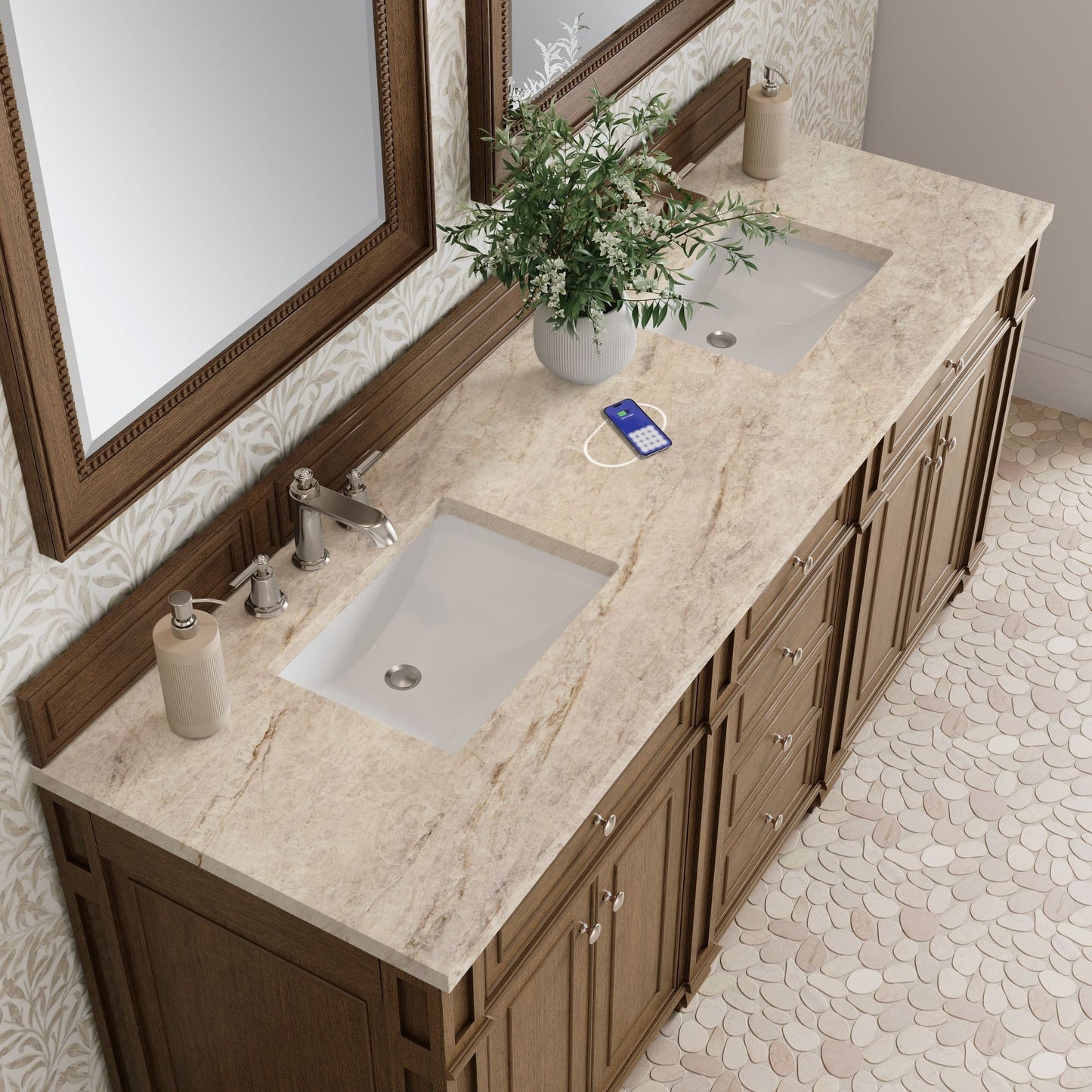 
                  
                    Bristol 72" Double Vanity in Saddle Brown Double bathroom Vanity James Martin Vanities FreePower-Enabled Tajnar Eclos 
                  
                
