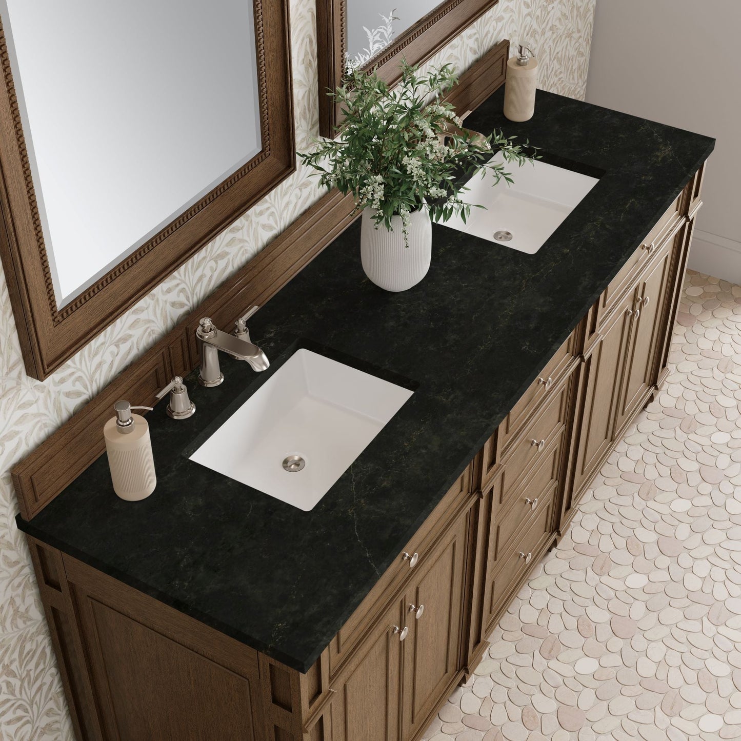 
                  
                    Bristol 72" Double Vanity in Saddle Brown Double bathroom Vanity James Martin Vanities Phantome Eclos 
                  
                