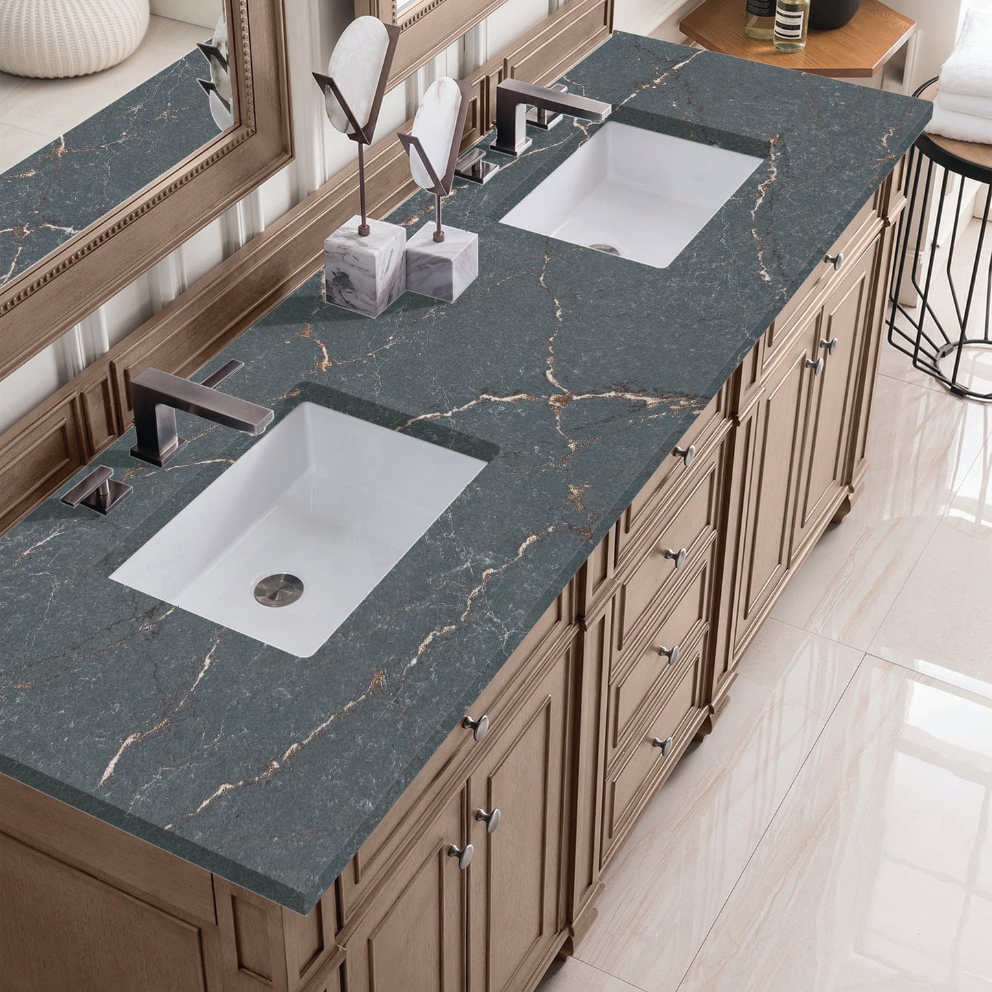 
                  
                    Bristol 72" Double Vanity in Whitewashed Walnut Double bathroom Vanity James Martin Vanities 
                  
                