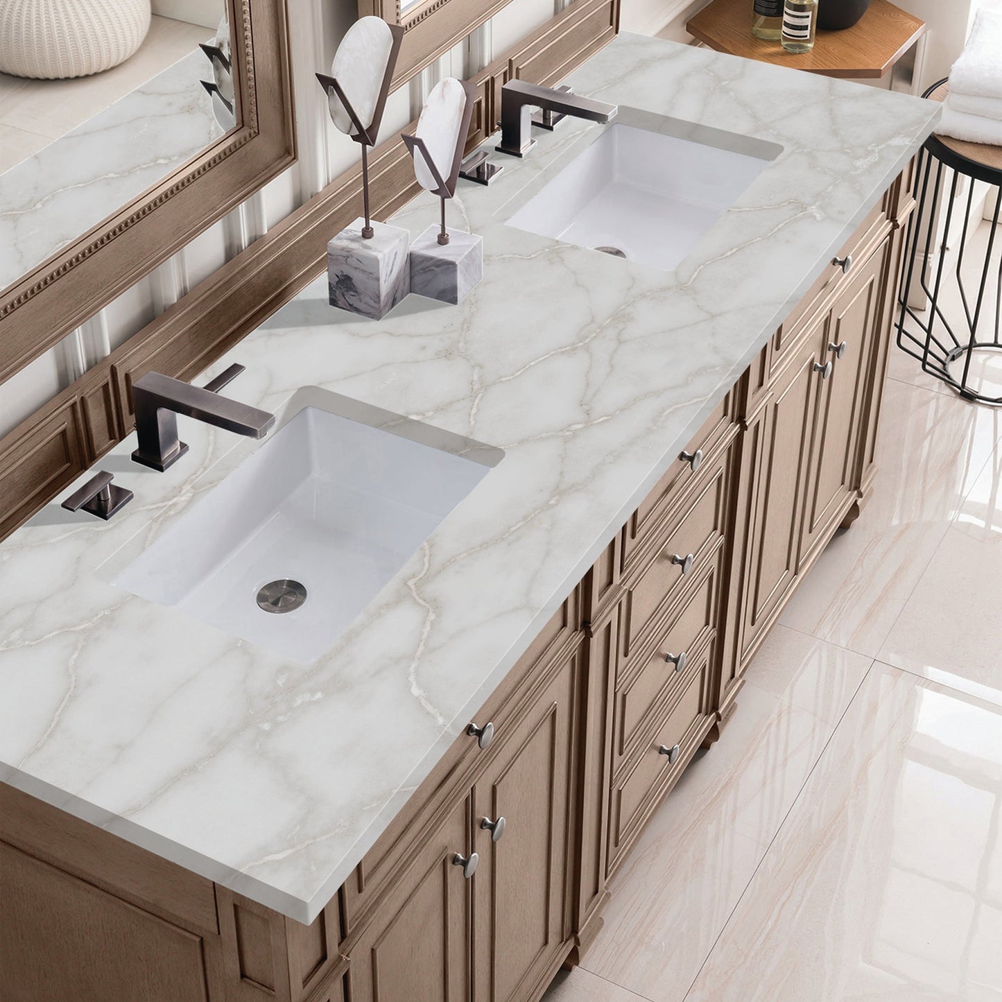 
                  
                    Bristol 72" Double Vanity in Whitewashed Walnut Double bathroom Vanity James Martin Vanities 
                  
                