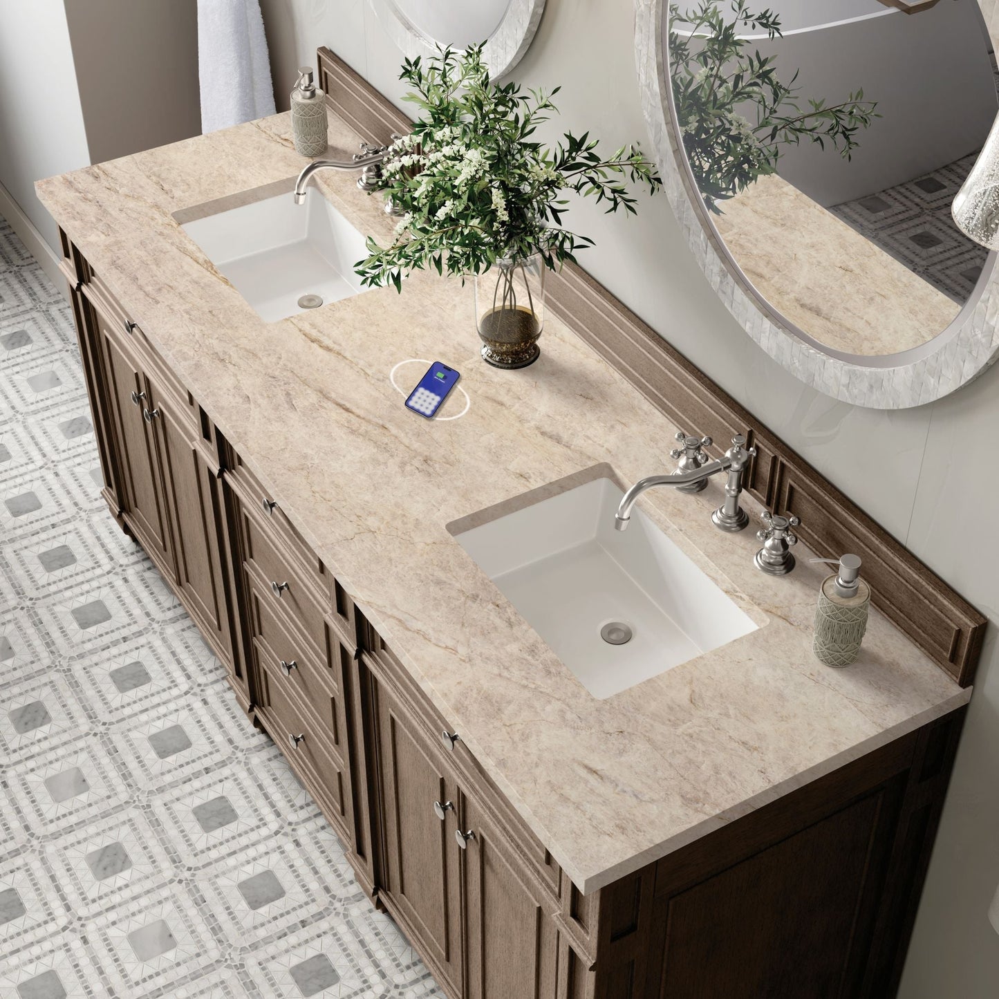 
                  
                    Bristol 72" Double Vanity in Whitewashed Walnut Double bathroom Vanity James Martin Vanities FreePower-Enabled Tajnar Eclos 
                  
                