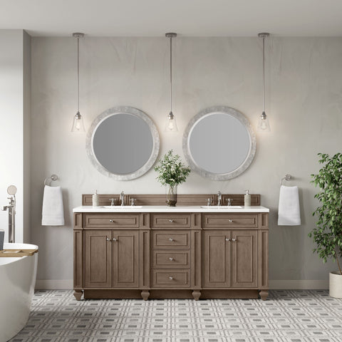 Bristol 72" Double Vanity in Whitewashed Walnut Double bathroom Vanity James Martin Vanities Select Your Top 