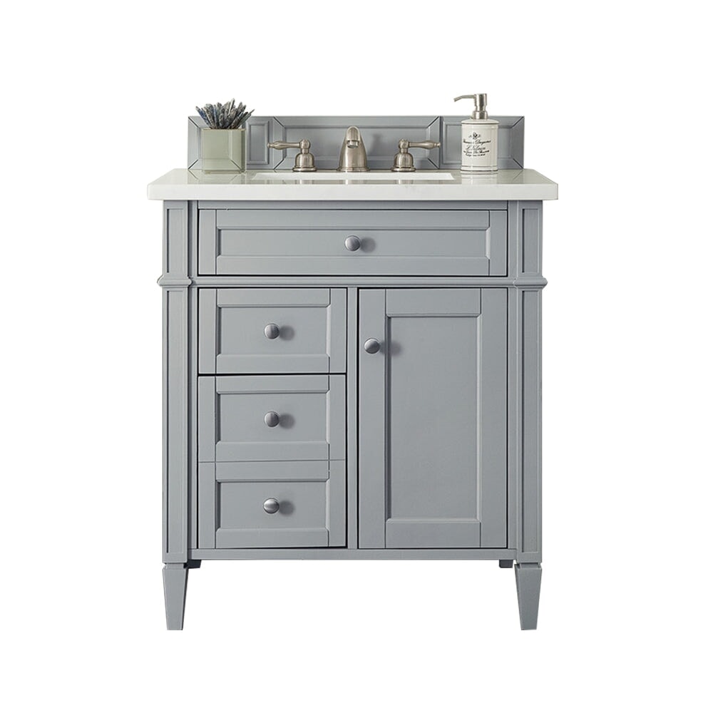 
                  
                    Brittany 30" Single Bathroom Vanity in Urban Gray Single Bathroom Vanity James Martin Vanities Carrara White Marble 
                  
                