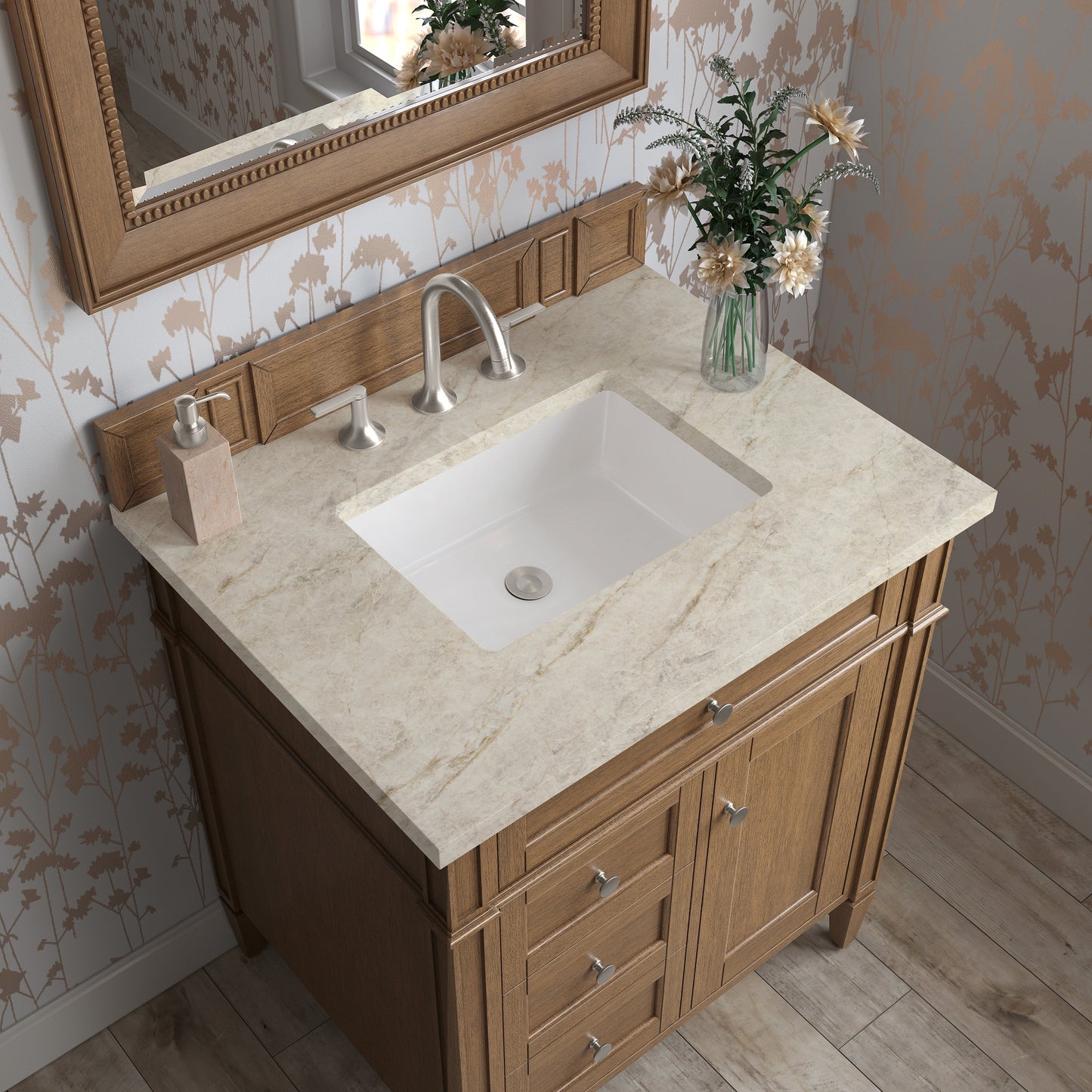 
                  
                    Brittany 30" Single Vanity Cabinet in Saddle Brown Single Bathroom Vanity James Martin Vanities Tajnar Eclos 
                  
                