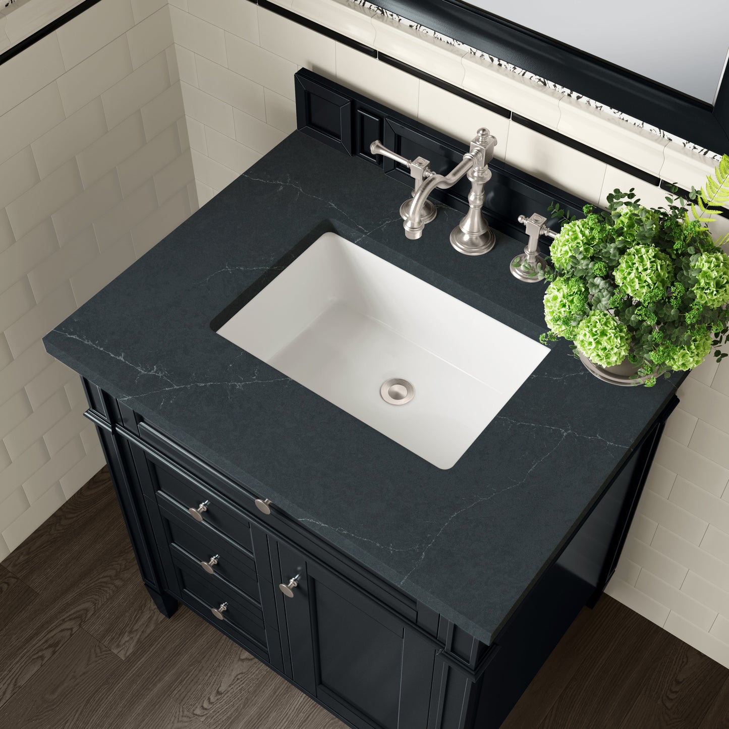 
                  
                    Brittany 30" Single Vanity in Black Onyx Single Bathroom Vanity James Martin Vanities Charcoal Soapstone Silestone 
                  
                
