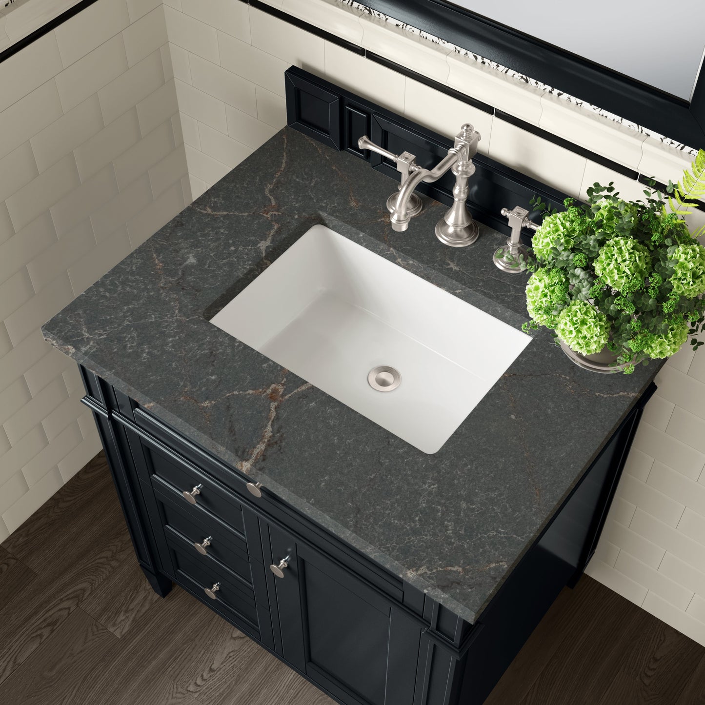 
                  
                    Brittany 30" Single Vanity in Black Onyx Single Bathroom Vanity James Martin Vanities Parisien Bleu Silestone 
                  
                