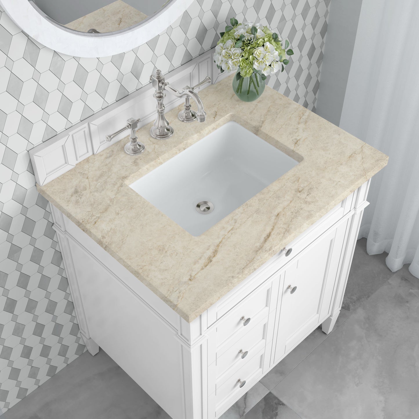 
                  
                    Brittany 30" Single Vanity in Bright White Single Bathroom Vanity James Martin Vanities Tajnar Eclos 
                  
                