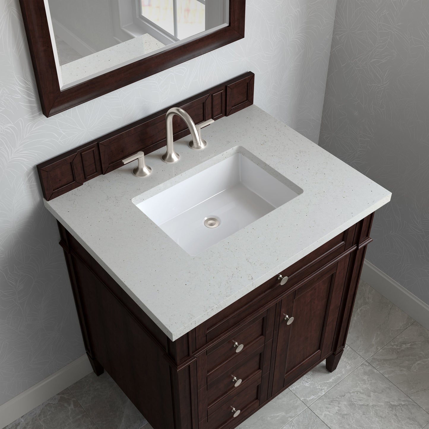 
                  
                    Brittany 30" Single Vanity in Burnished Mahogany Single Bathroom Vanity James Martin Vanities Lime Delight Silestone 
                  
                