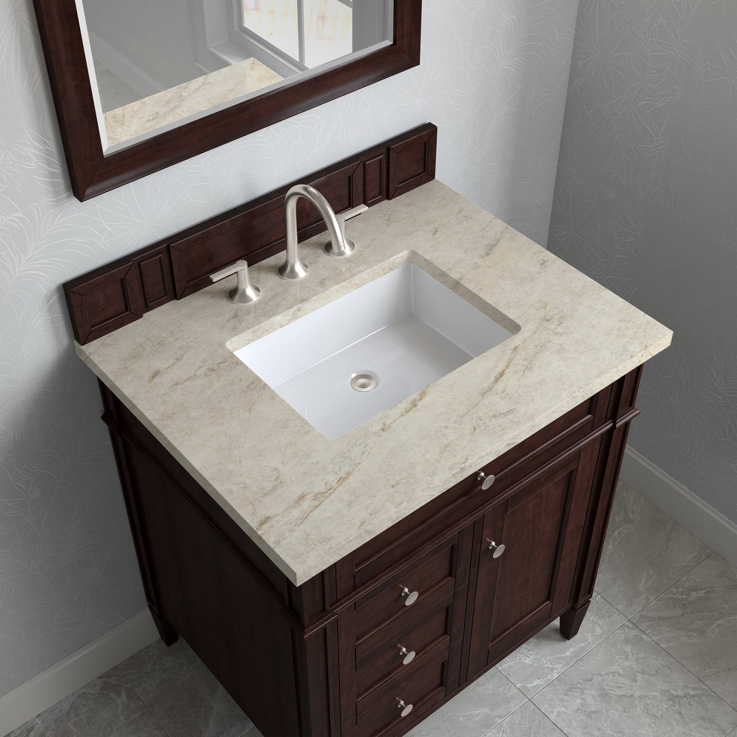 
                  
                    Brittany 30" Single Vanity in Burnished Mahogany Single Bathroom Vanity James Martin Vanities Tajnar Eclos 
                  
                