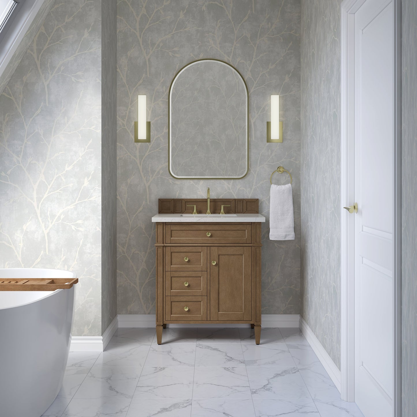 Brittany 30" Single Vanity in Pecan Single Bathroom Vanity James Martin Vanities Select Your Top 