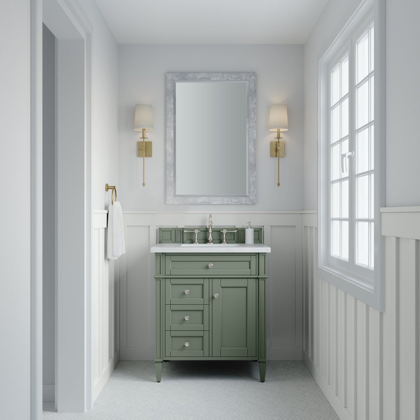 Brittany 30" Single Vanity in Smokey Celadon Single Bathroom Vanity James Martin Vanities 