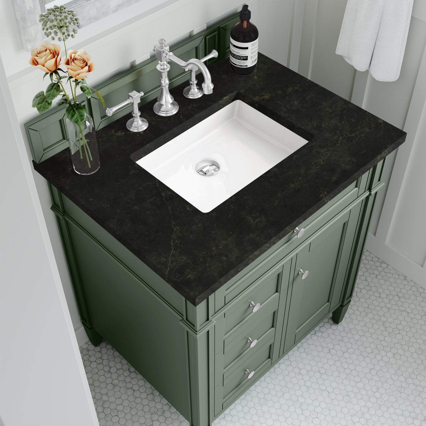 
                  
                    Brittany 30" Single Vanity in Smokey Celadon Single Bathroom Vanity James Martin Vanities Phantome Eclos 
                  
                
