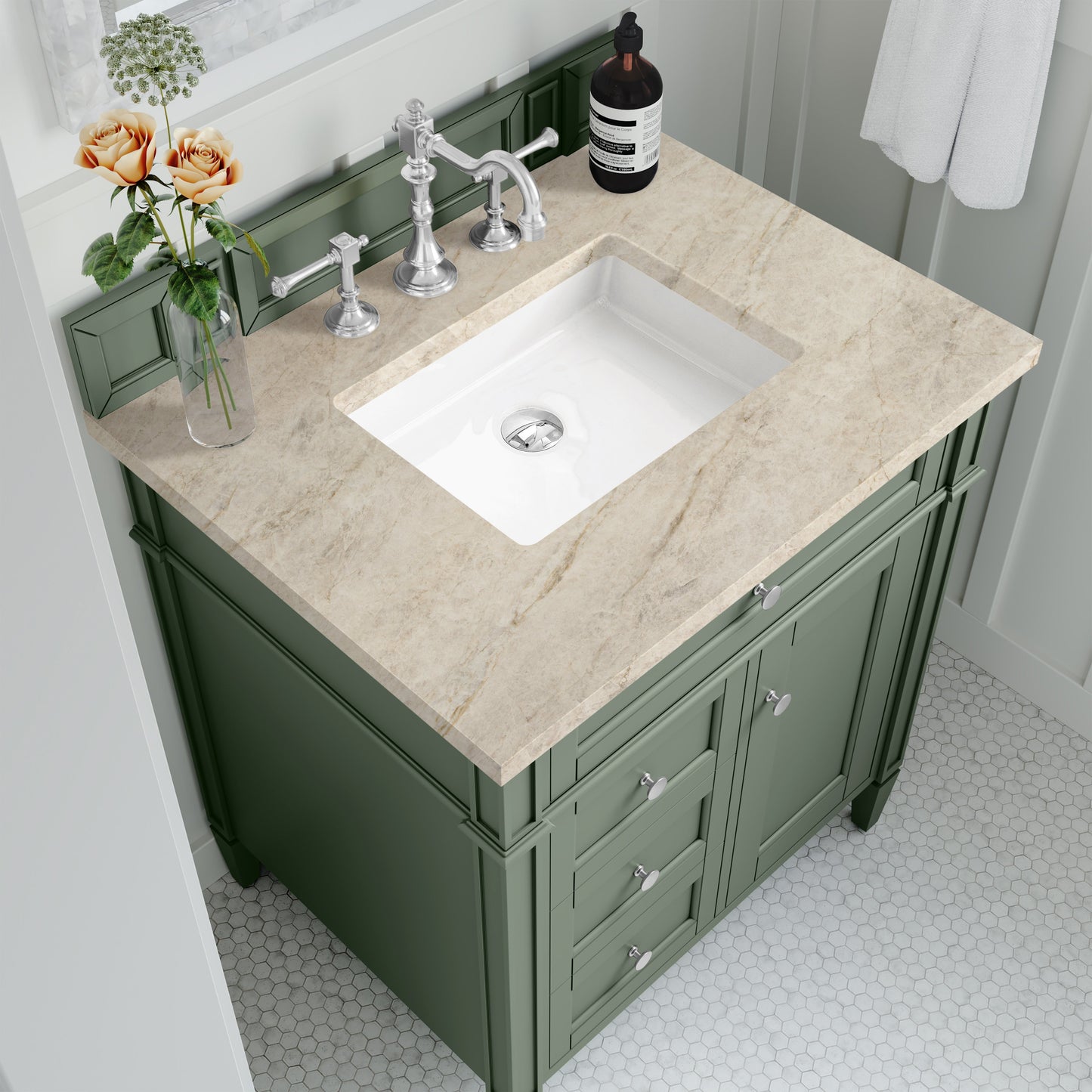 
                  
                    Brittany 30" Single Vanity in Smokey Celadon Single Bathroom Vanity James Martin Vanities Tajnar Eclos 
                  
                