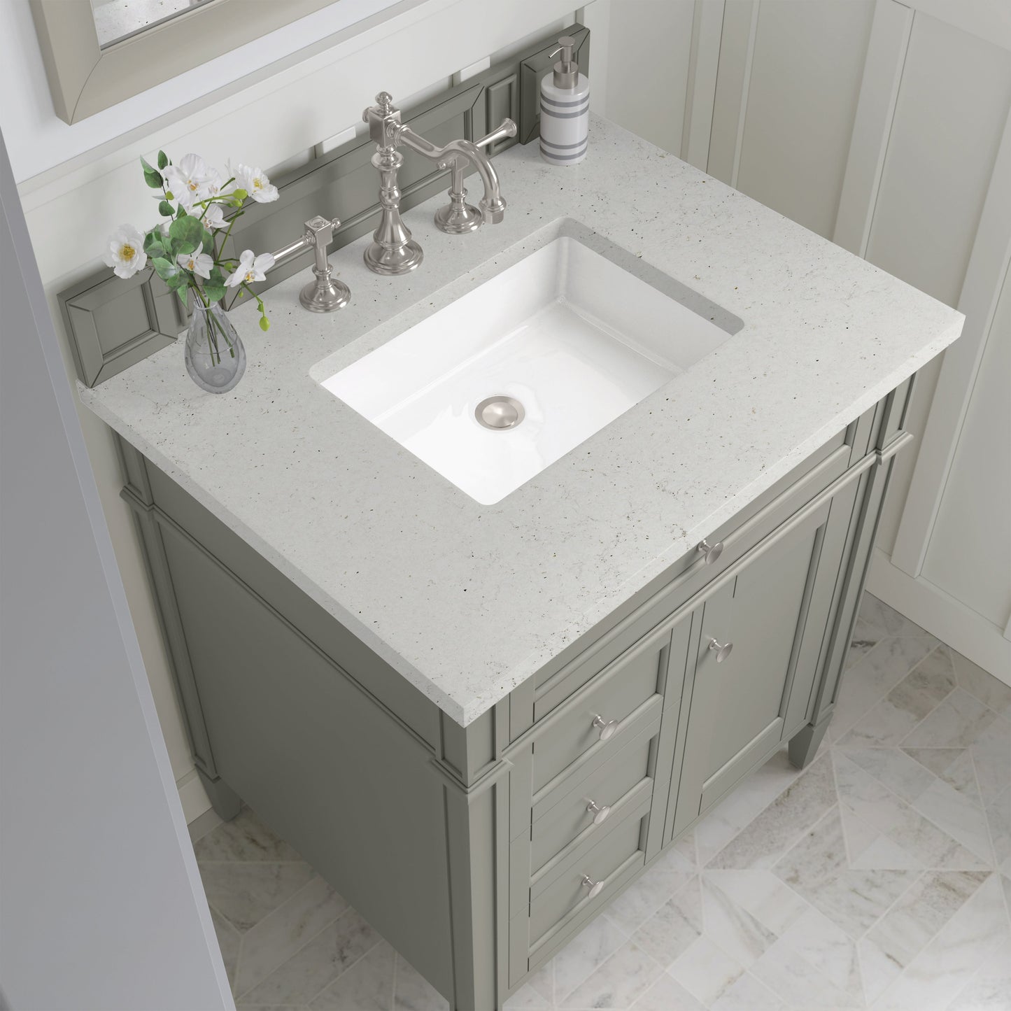 
                  
                    Brittany 30" Single Vanity in Urban Gray Single Bathroom Vanity James Martin Vanities Lime Delight Silestone 
                  
                