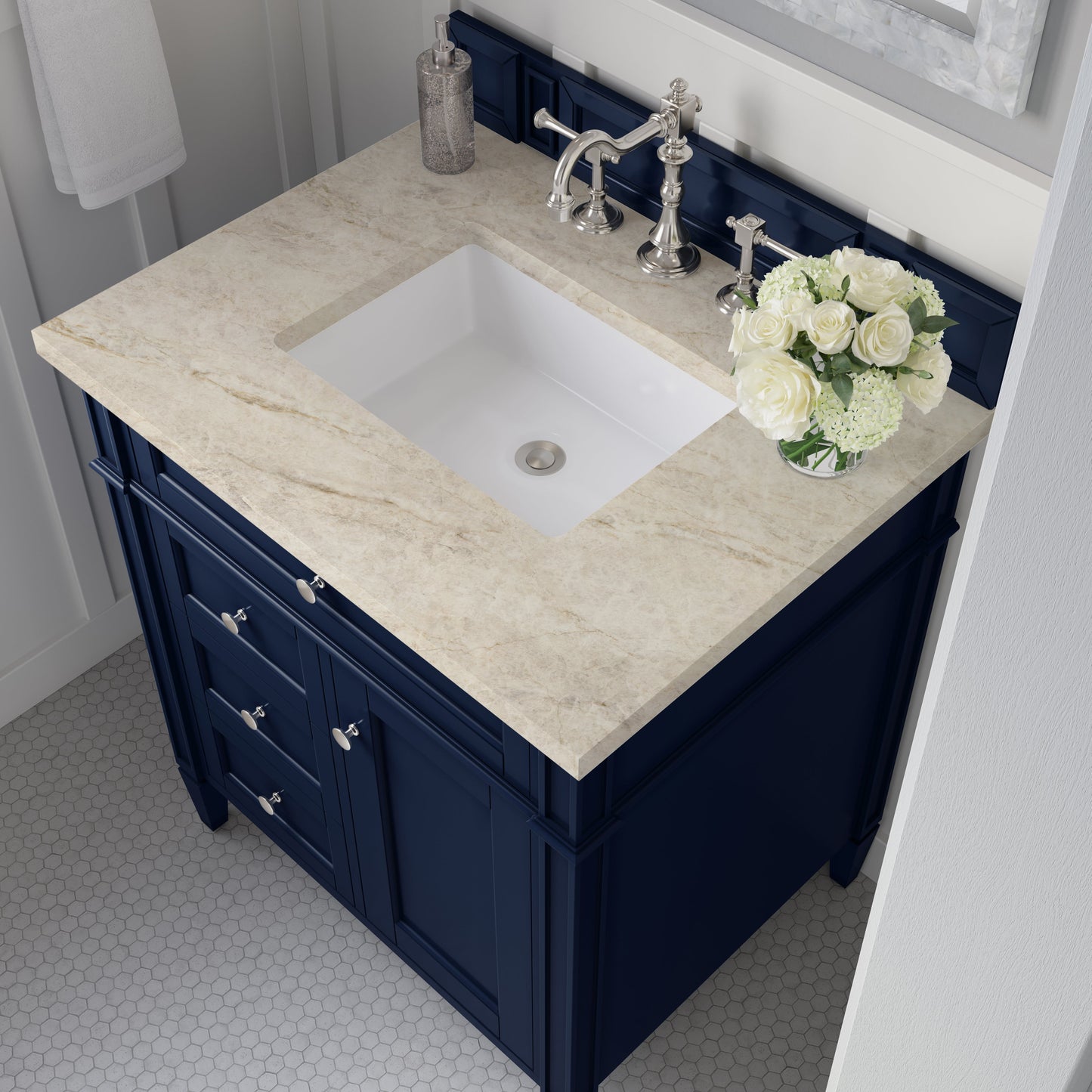 
                  
                    Brittany 30" Single Vanity in Victory Blue Single Bathroom Vanity James Martin Vanities Tajnar Eclos 
                  
                