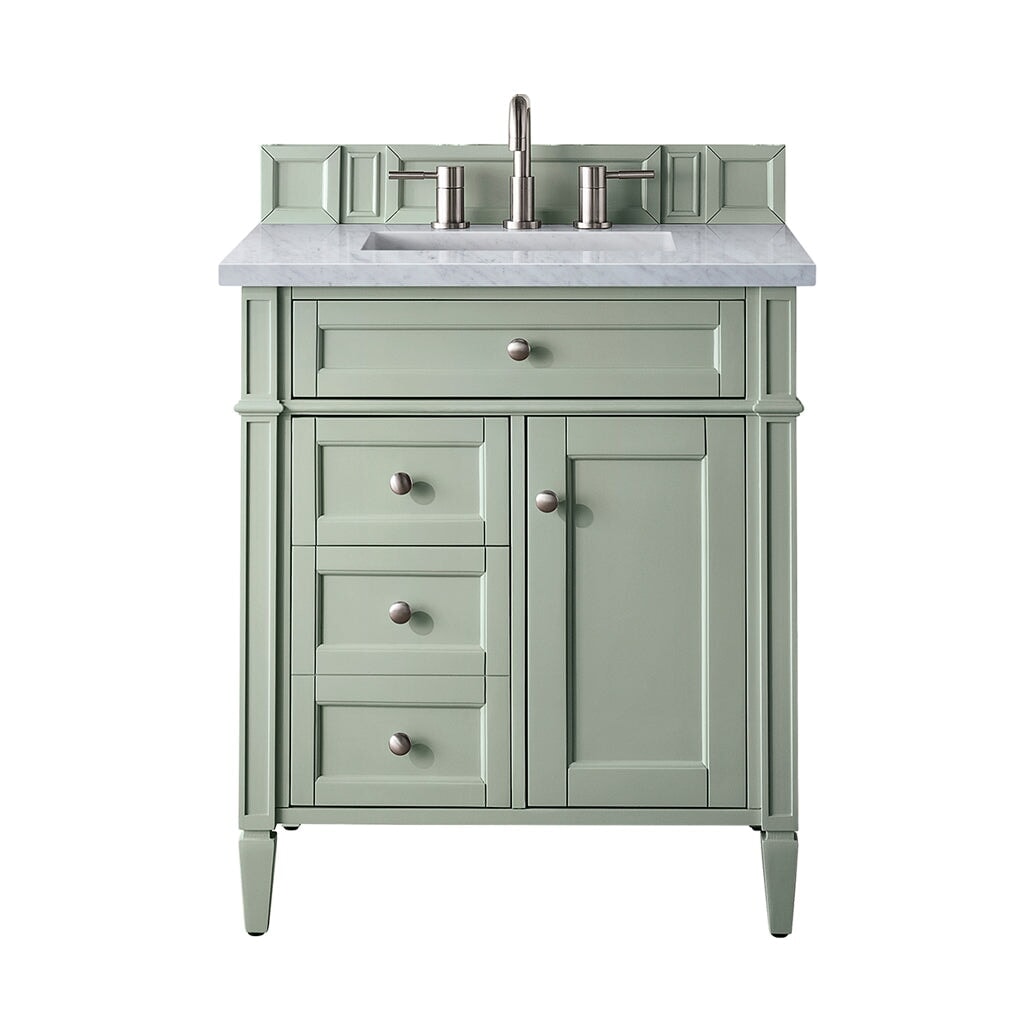 
                  
                    Brittany 36" Single Vanity Cabinet in Sage Green Single Bathroom Vanity James Martin Vanities Carrara White Marble 
                  
                