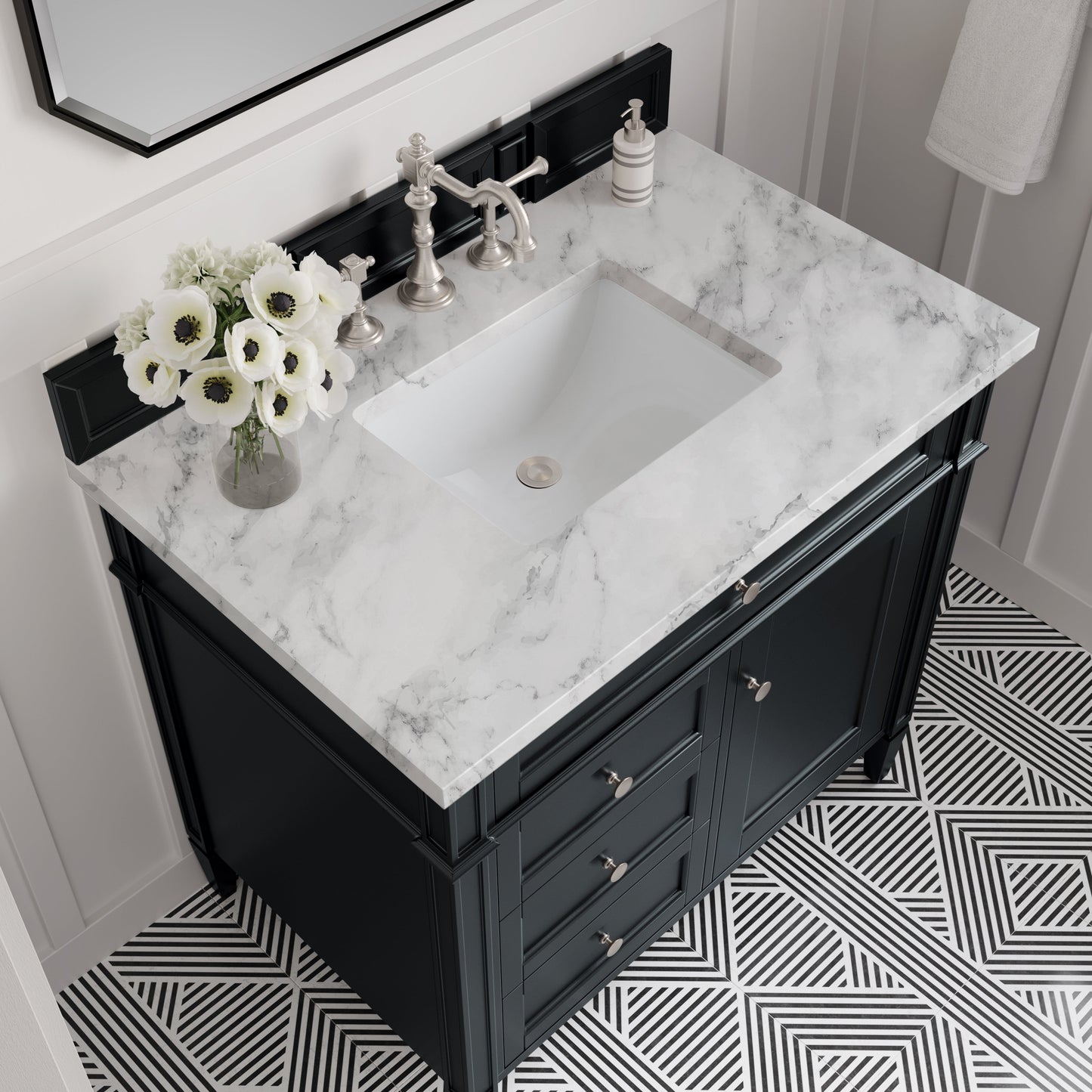 
                  
                    Brittany 36" Single Vanity in Black Onyx Single Bathroom Vanity James Martin Vanities Carrara White Marble 
                  
                