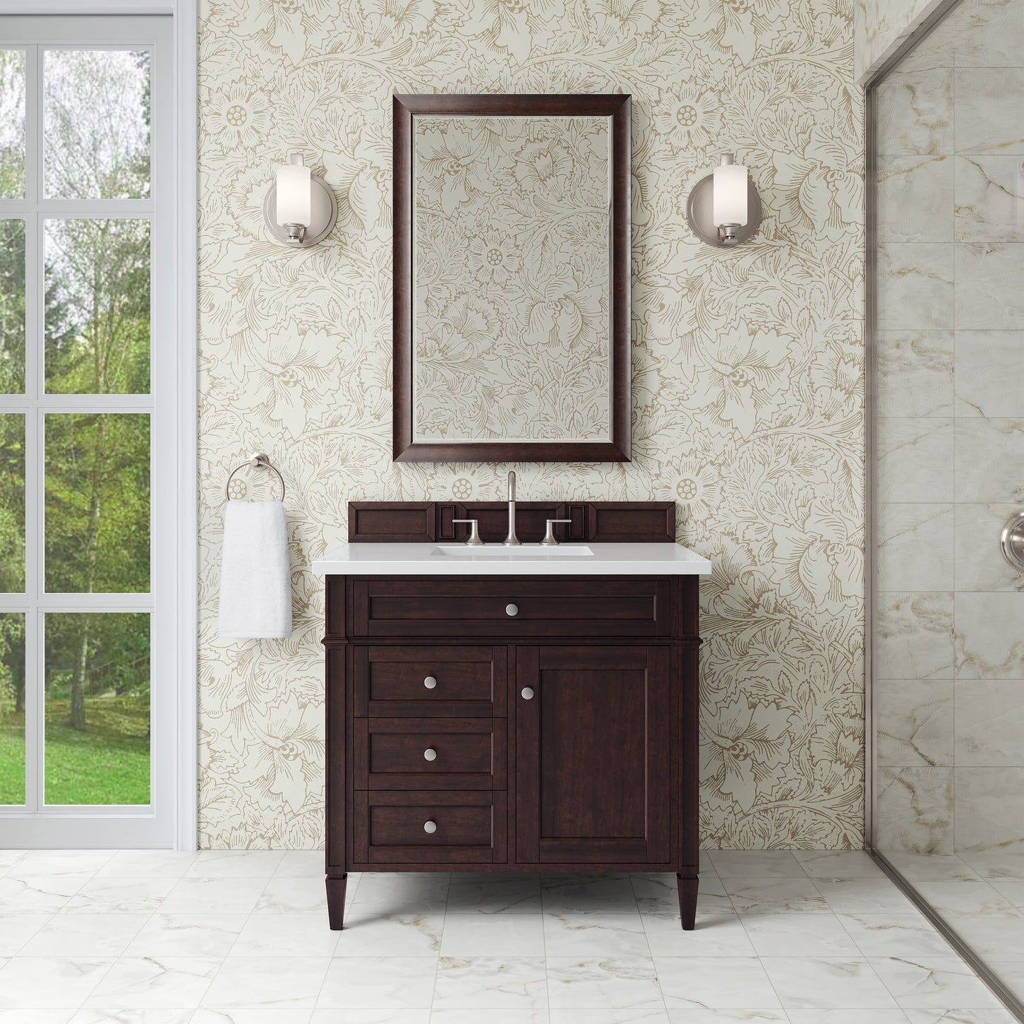 Brittany 36" Single Vanity in Burnished Mahogany Single Bathroom Vanity James Martin Vanities Select Your Top 