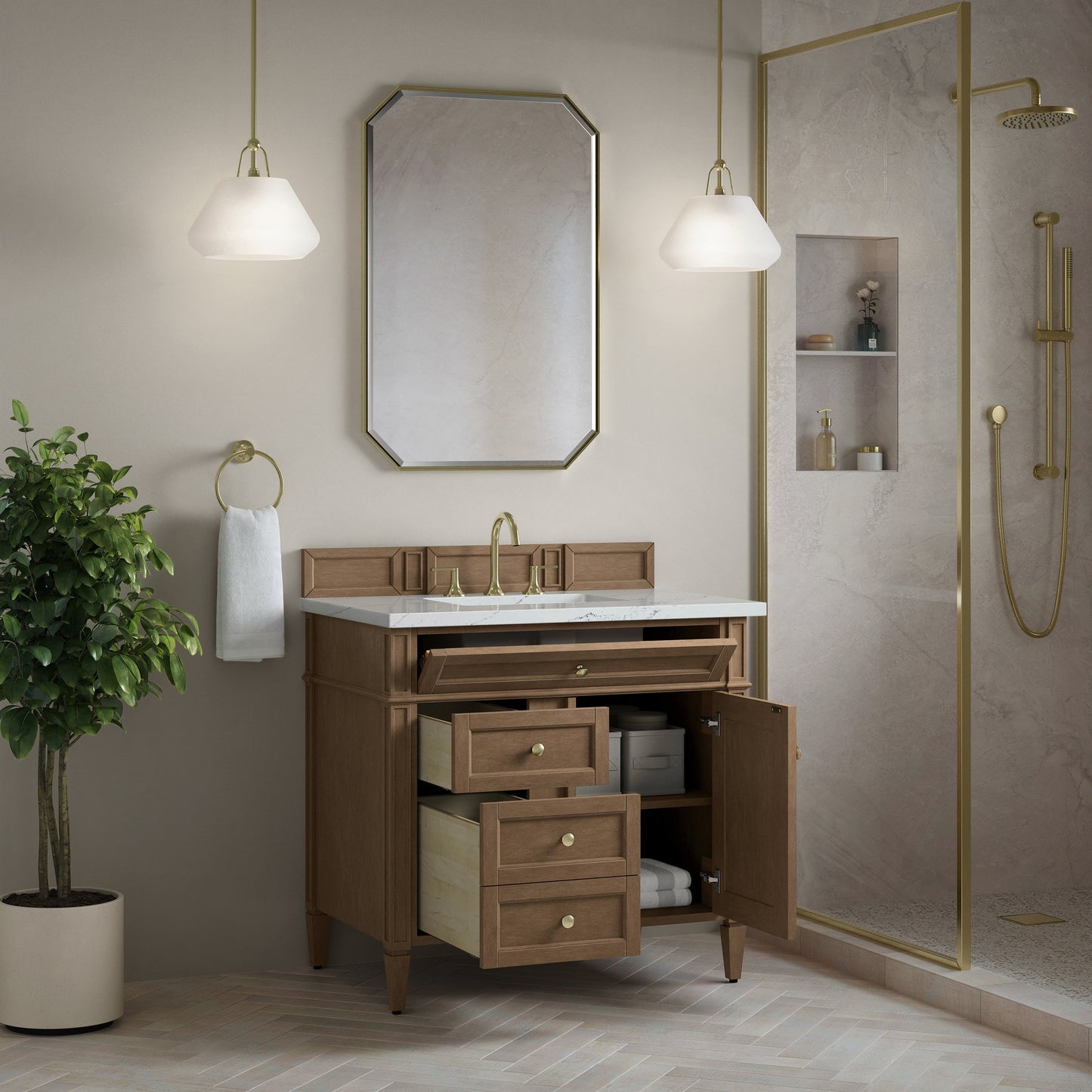 
                  
                    Brittany 36" Single Vanity in Pecan Single Bathroom Vanity James Martin Vanities 
                  
                