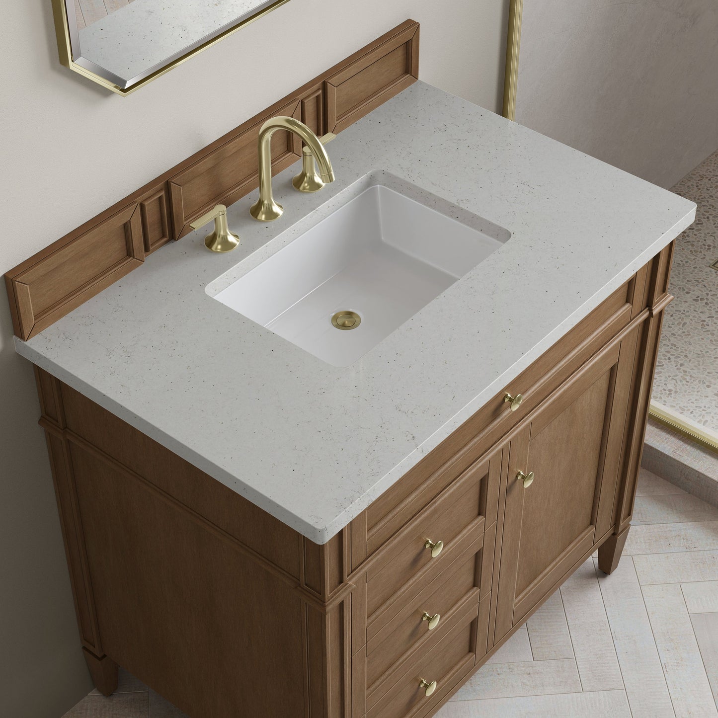 
                  
                    Brittany 36" Single Vanity in Pecan Single Bathroom Vanity James Martin Vanities Lime Delight Silestone 
                  
                