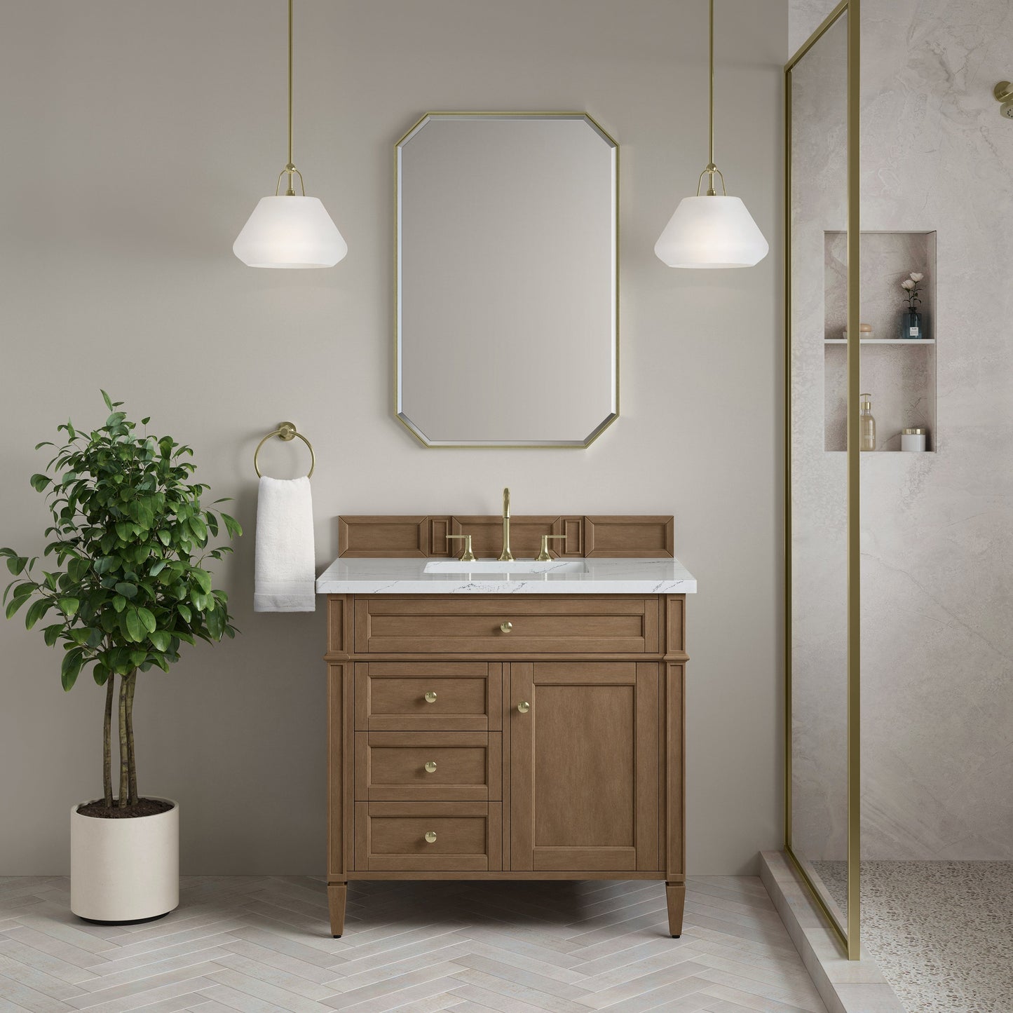 Brittany 36" Single Vanity in Pecan Single Bathroom Vanity James Martin Vanities Select Your Top 