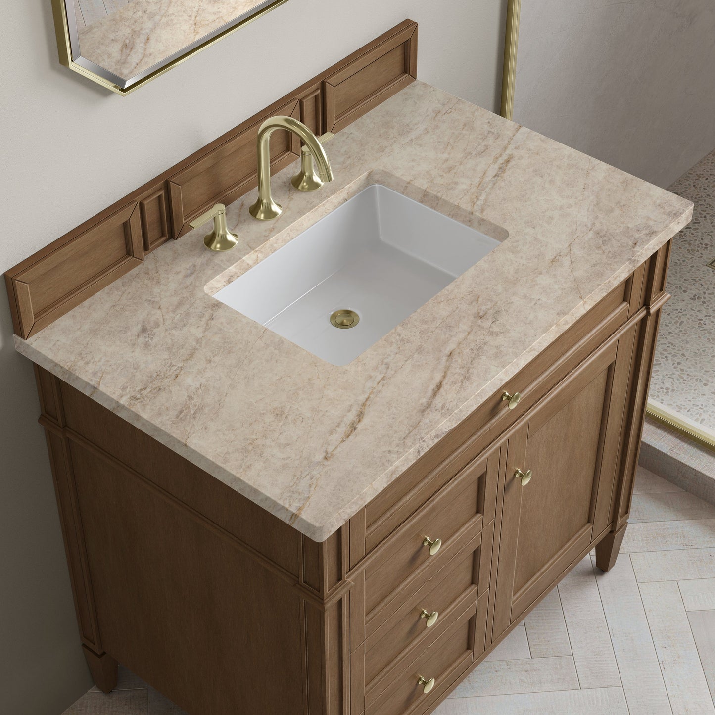 
                  
                    Brittany 36" Single Vanity in Pecan Single Bathroom Vanity James Martin Vanities Tajnar Eclos 
                  
                