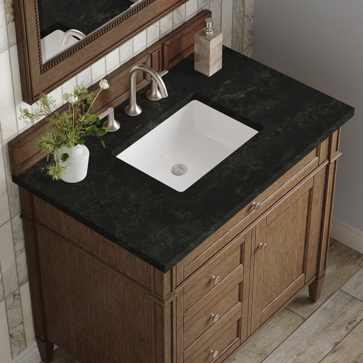 
                  
                    Brittany 36" Single Vanity in Saddle Brown Single Bathroom Vanity James Martin Vanities Phantome Eclos 
                  
                