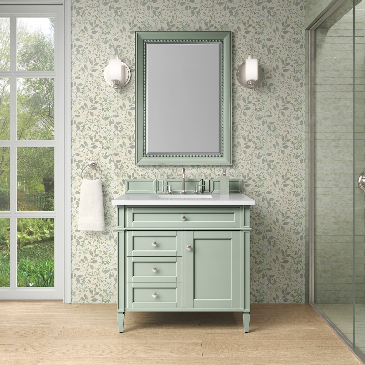 Brittany 36" Single Vanity in Sage Green Single Bathroom Vanity James Martin Vanities 