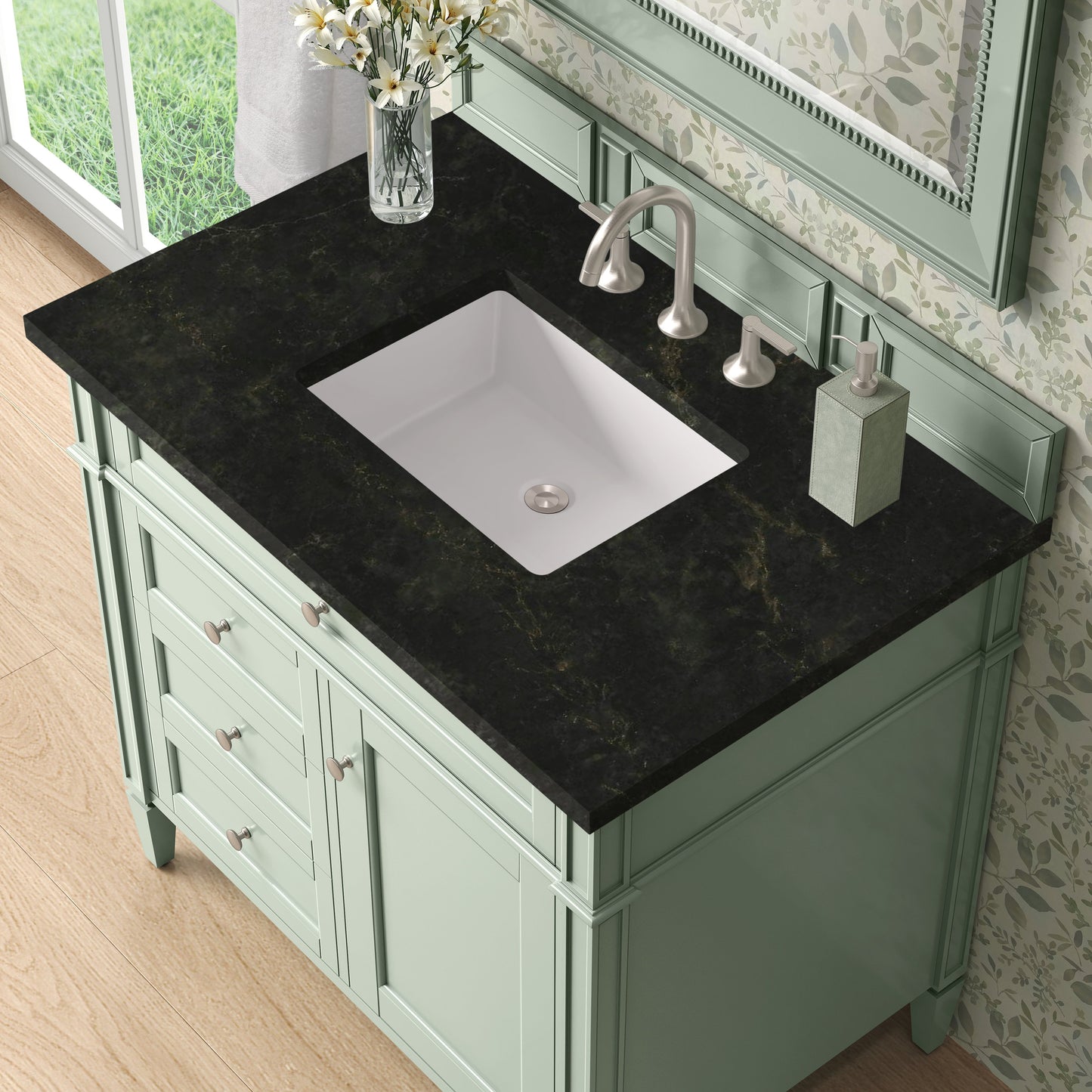 
                  
                    Brittany 36" Single Vanity in Sage Green Single Bathroom Vanity James Martin Vanities Phantome Eclos 
                  
                